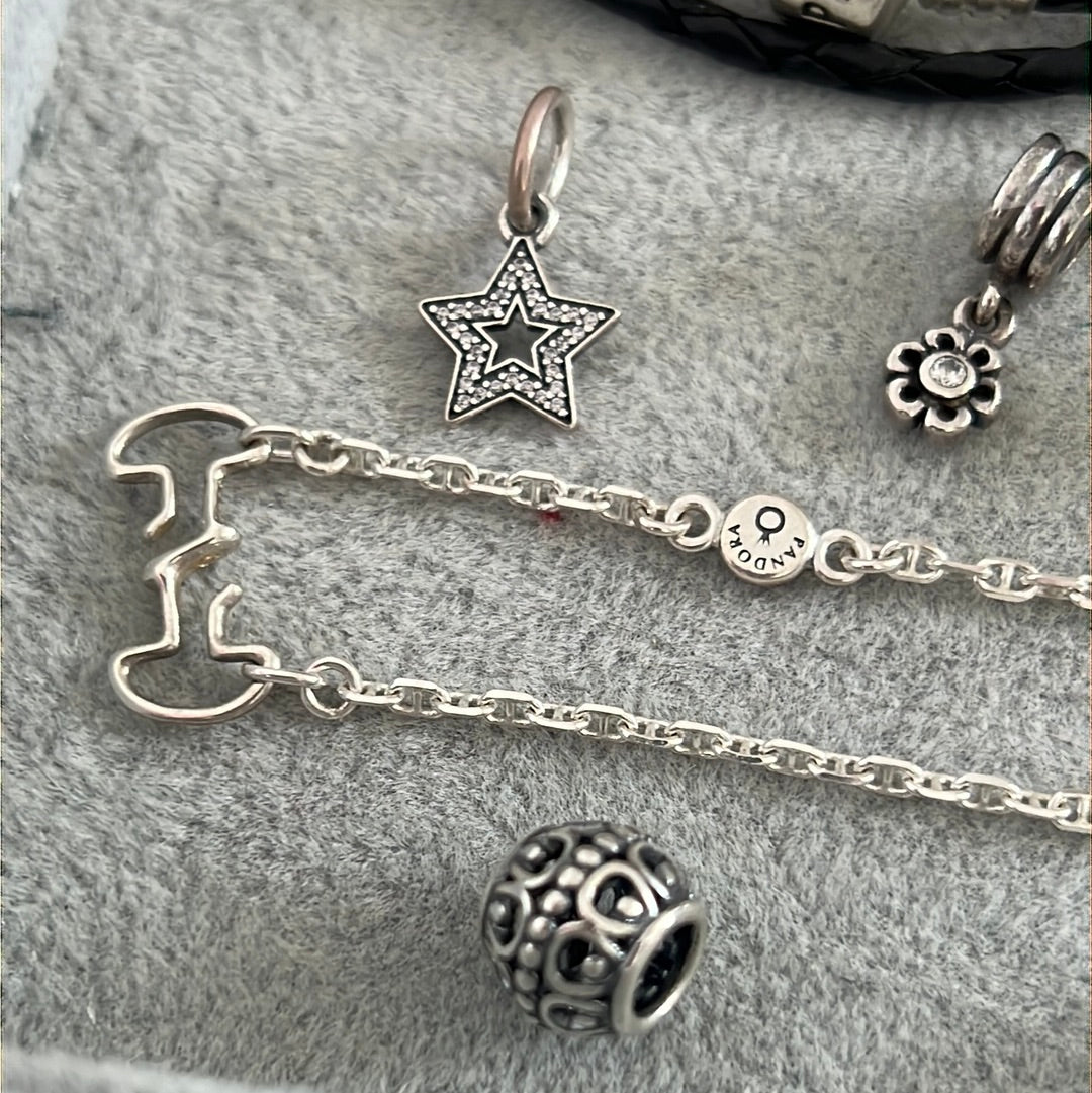 Genuine Pandora Clip Station Necklace with Hook Clasp 80cm RARE HTF