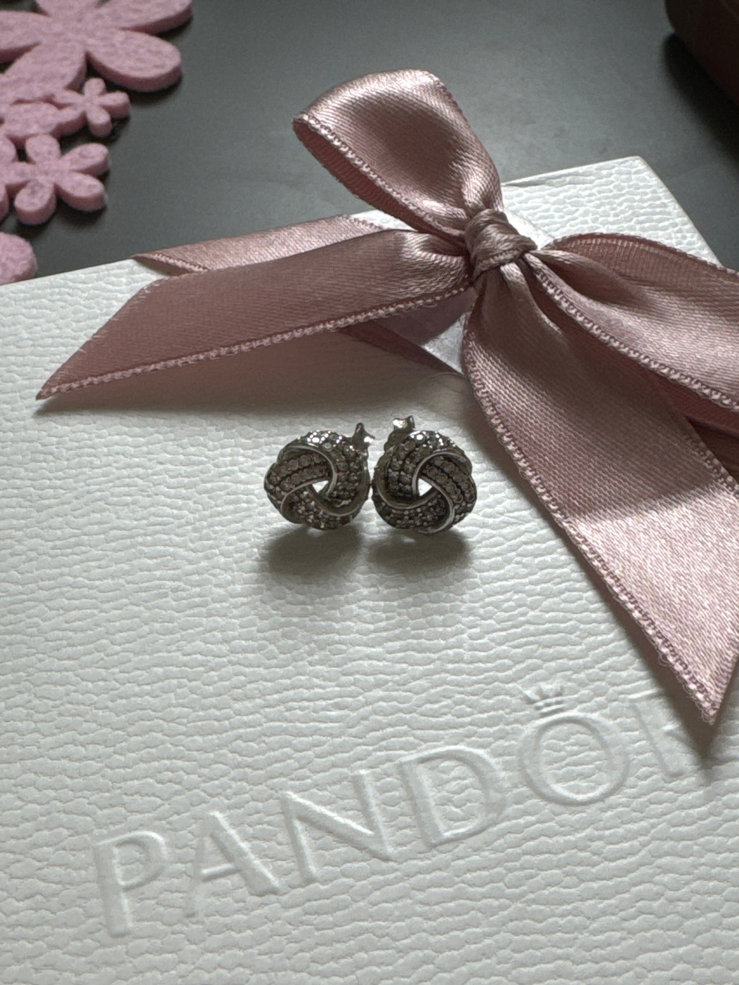 Sterling Silver Pave Knot Stud Earrings