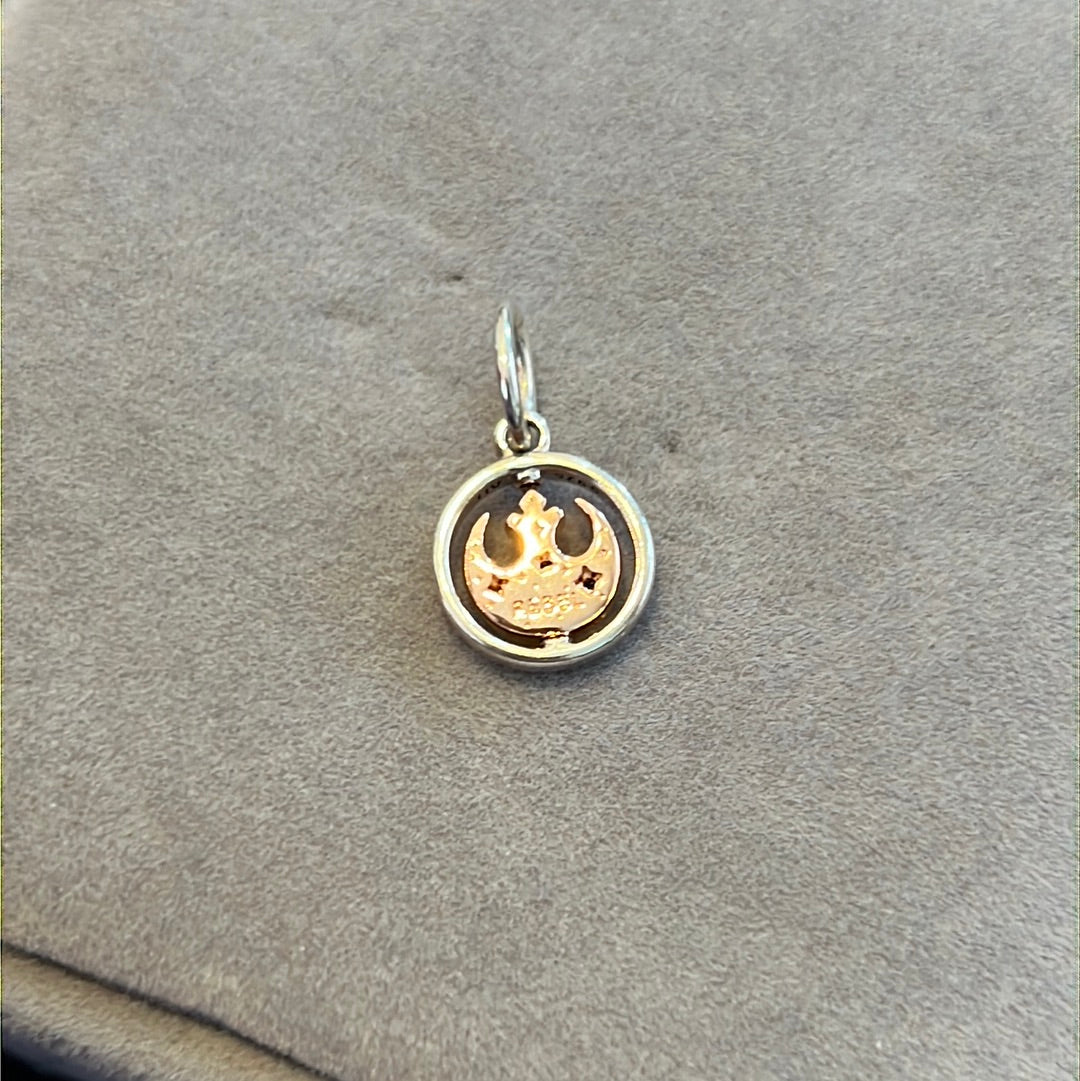 Genuine Pandora Disney Star Wars Rebal Rose Gold Mixed Metal CZ Dangle Charm