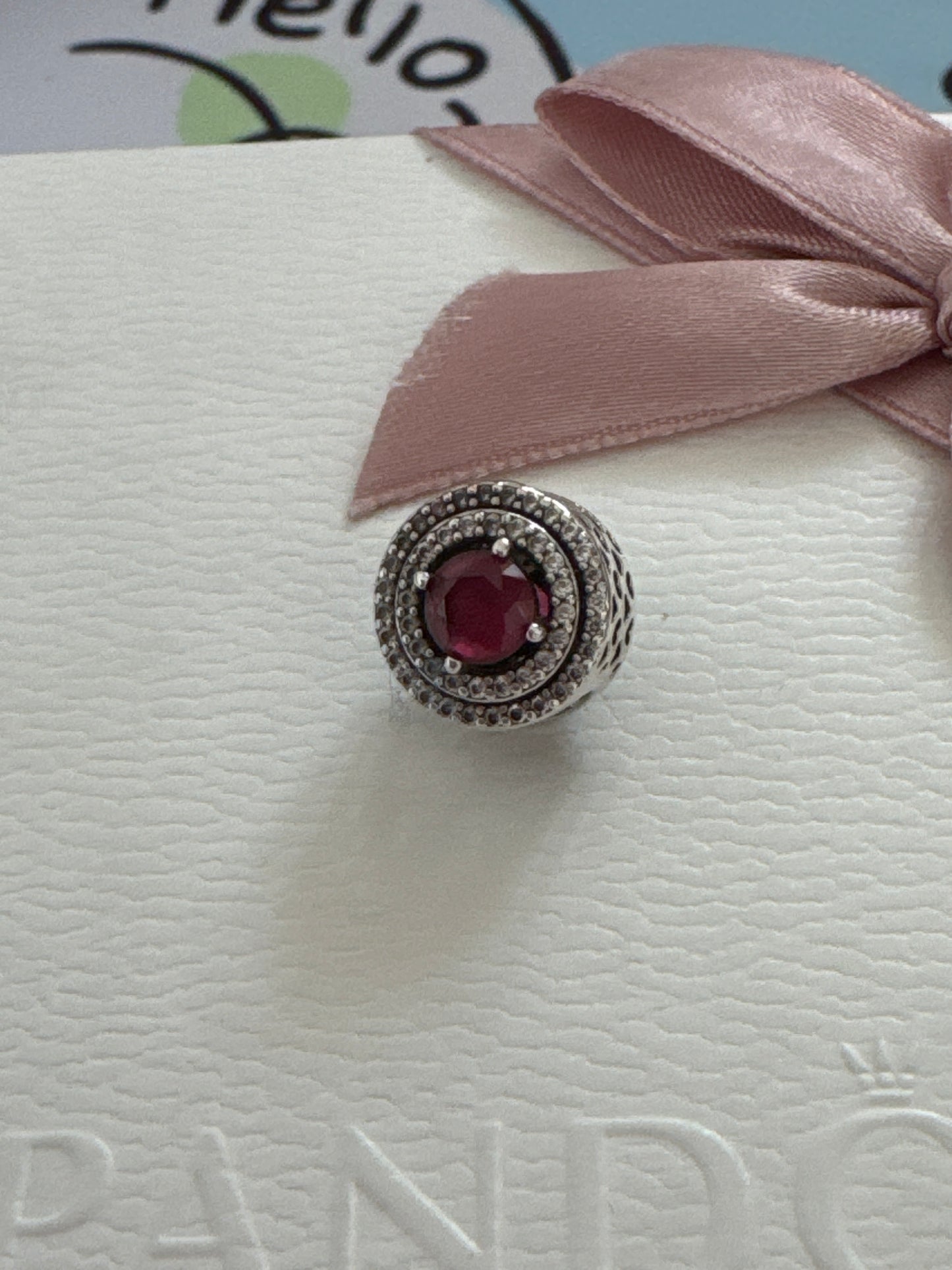 Genuine Pandora Red Circle Pave Levelled Heart Charm