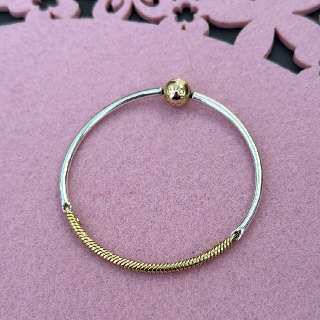 Genuine Pandora Shine Gold Clasp and Half Chain Bangle 19cm