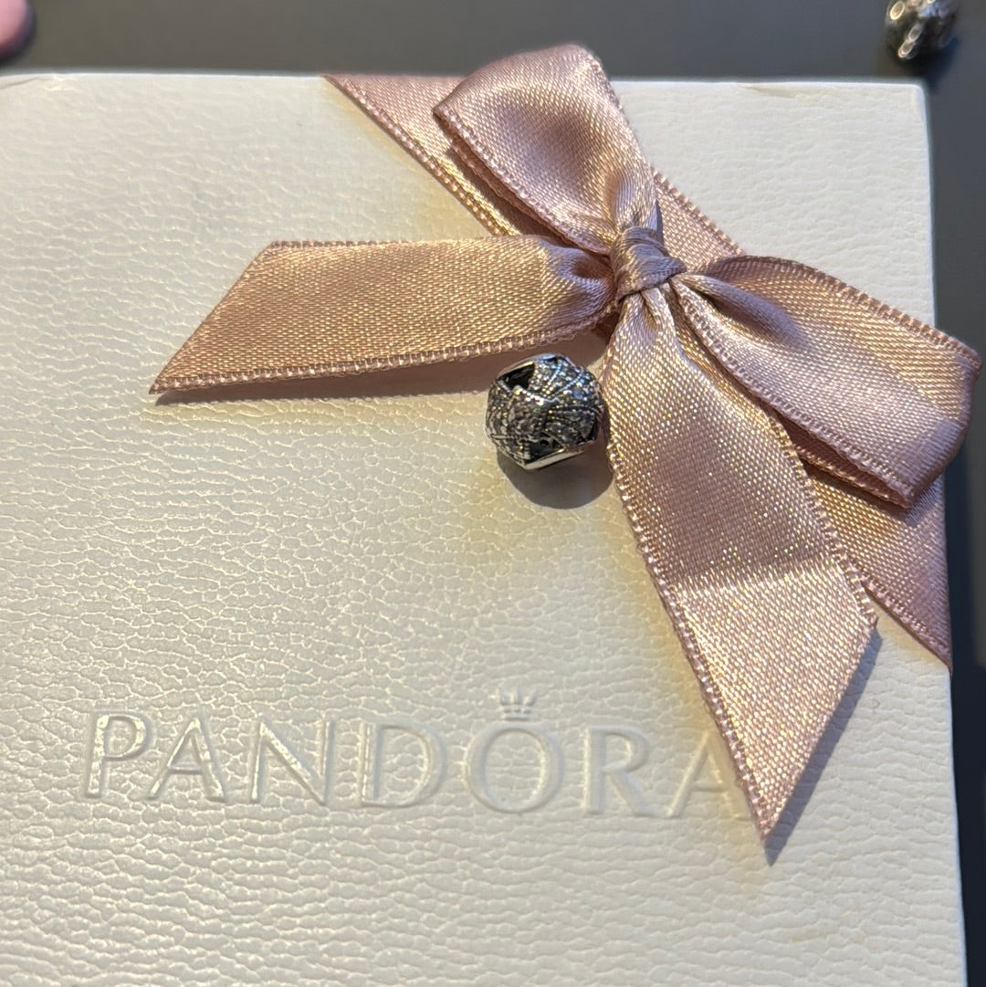 Genuine Pandora Oriental Fan of love Charm Pave Openwork