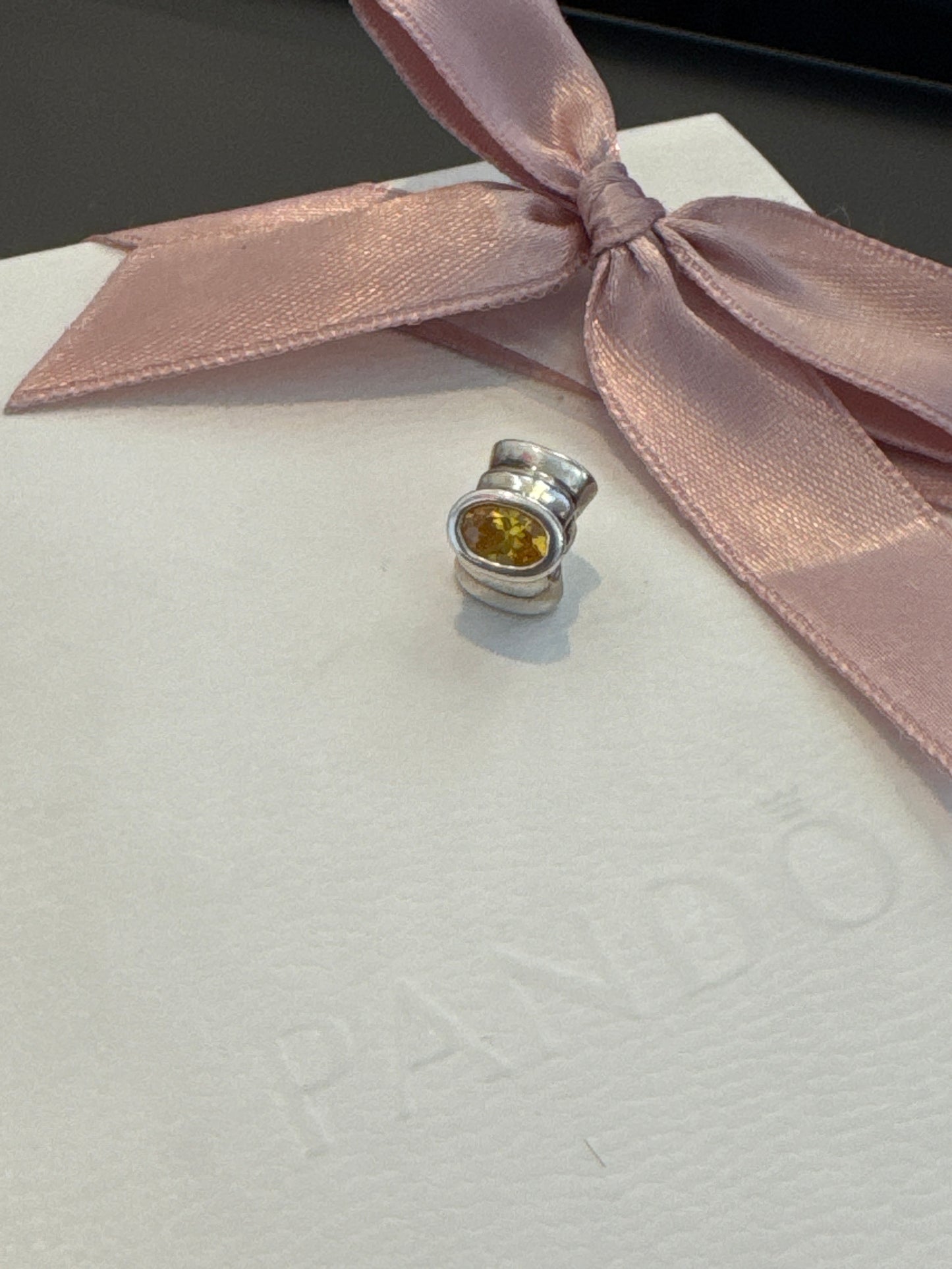 Genuine Pandora Oval Light Charm Yellow Citrine Skies Trilogy
