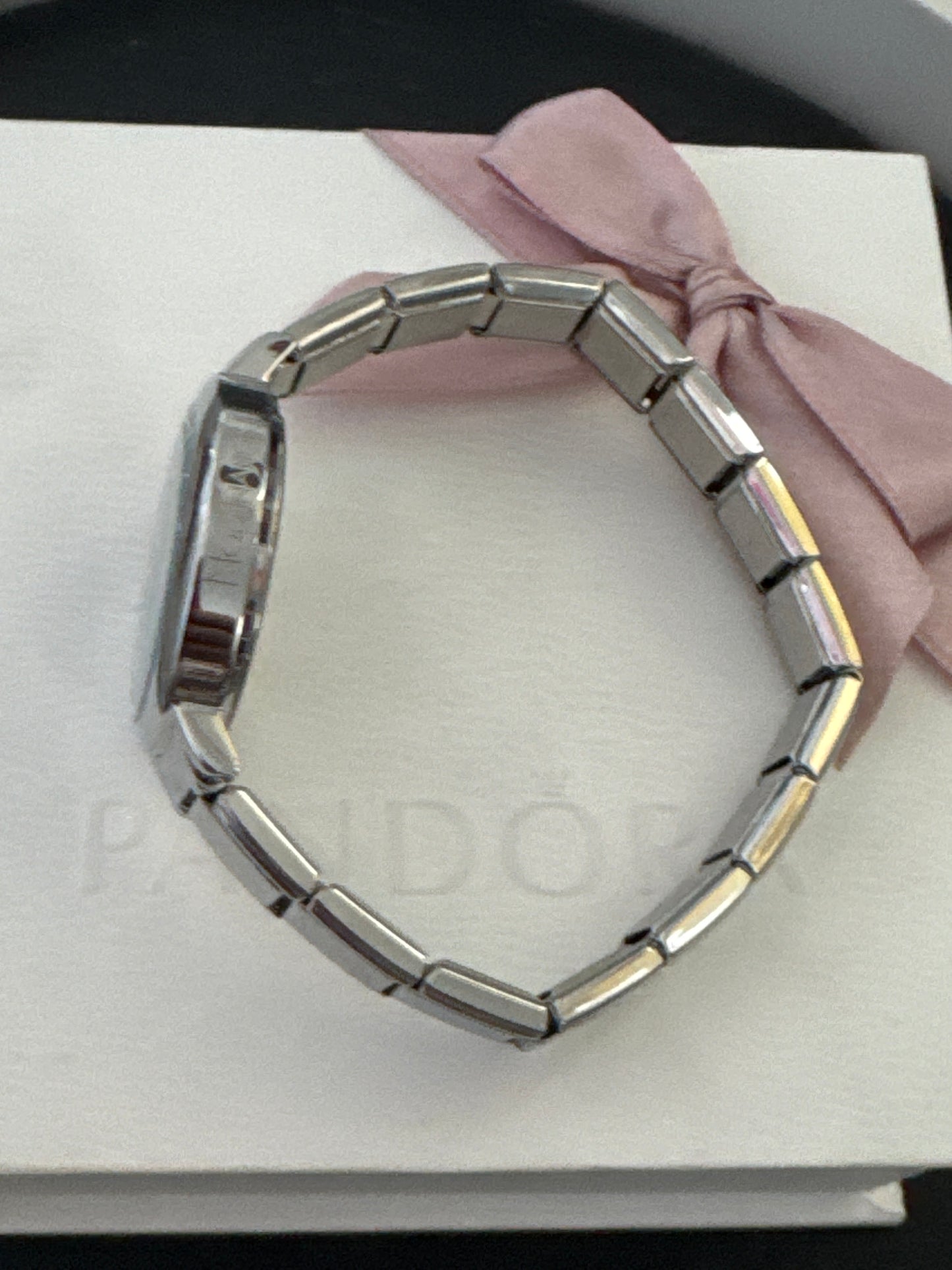Genuine Nominations Silver Link Watch Adjustable Blue Face