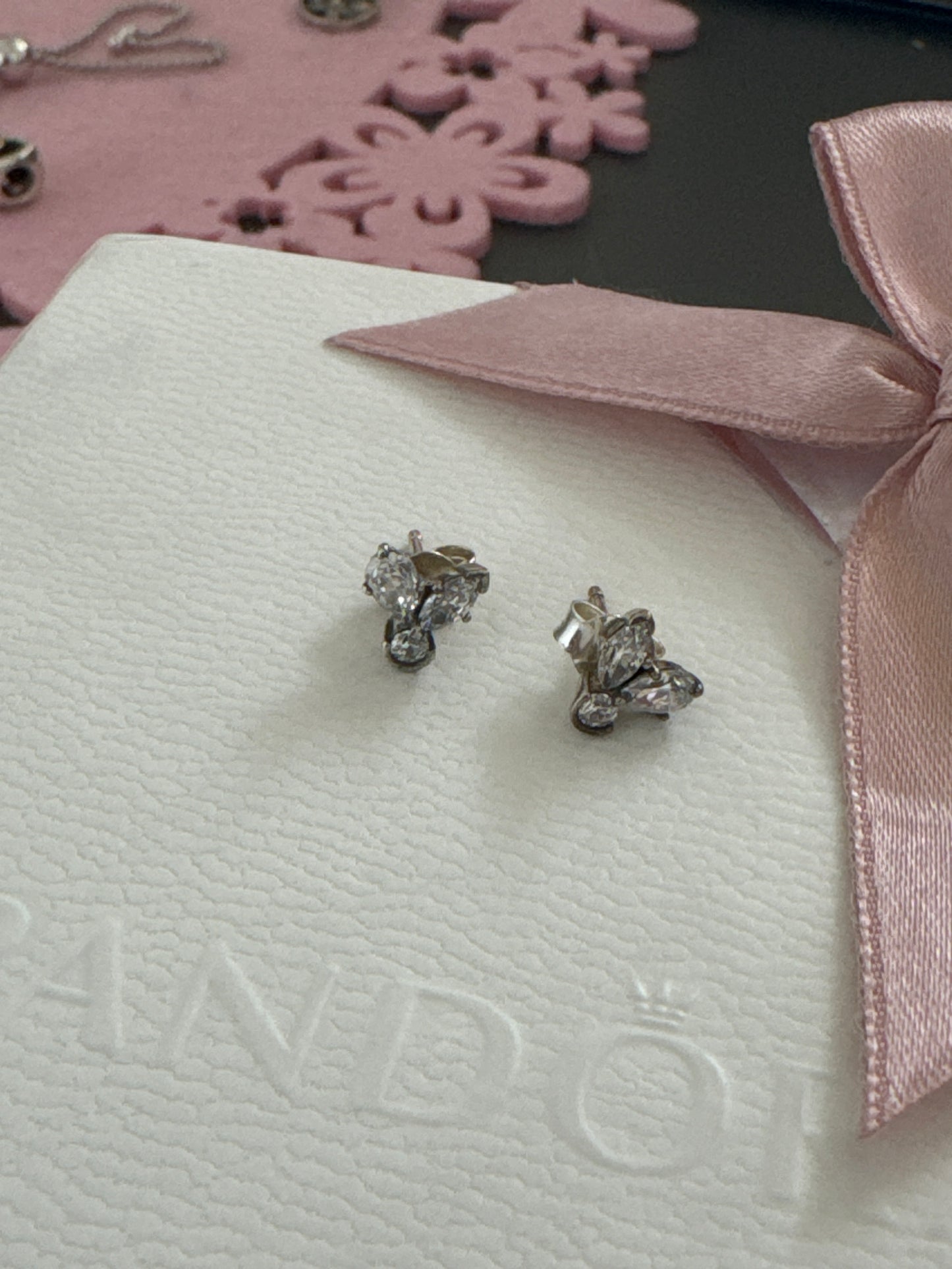 Genuine Pandora Sparkling Herbarium Cluster Stud Earrings
