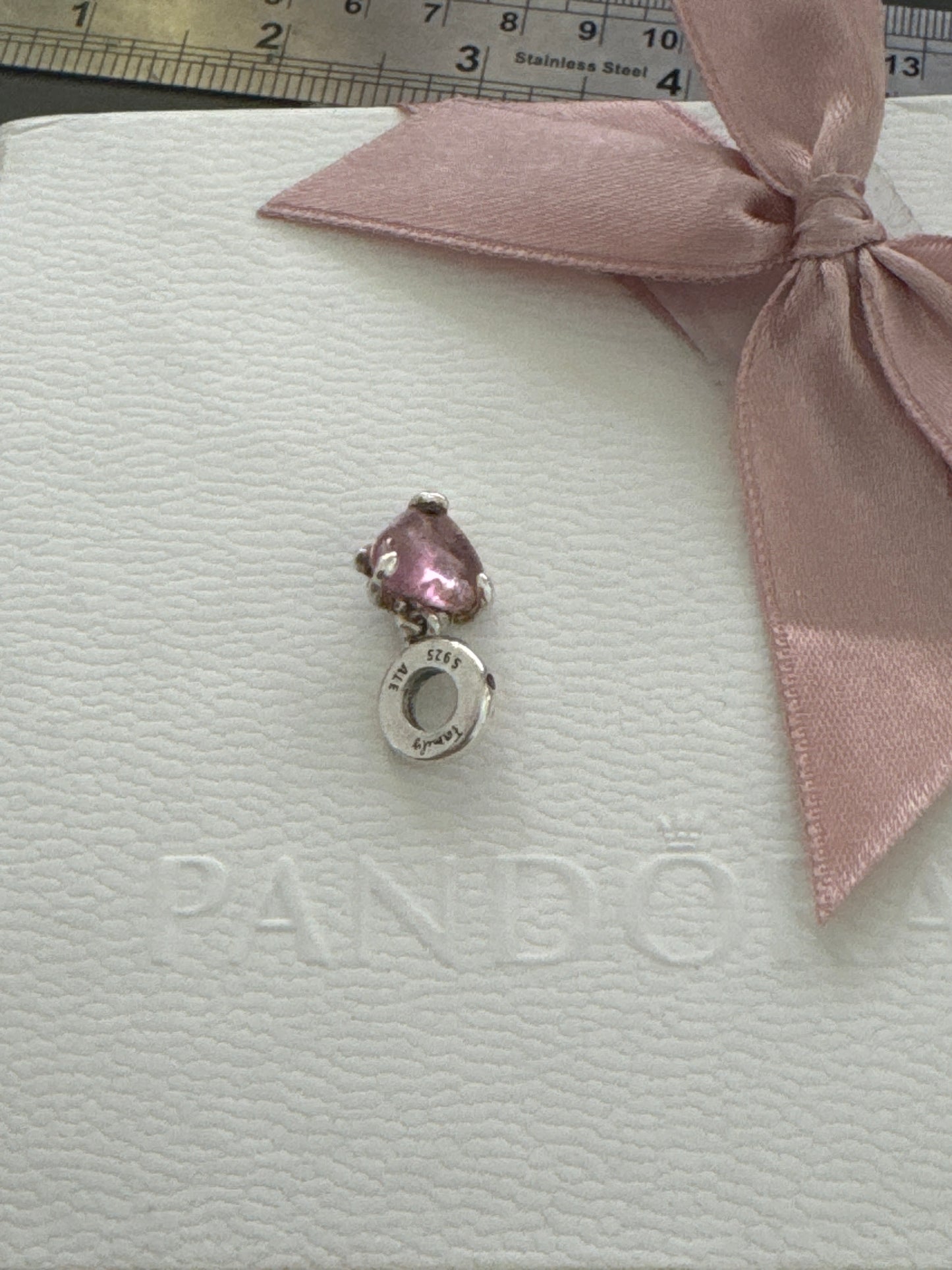Genuine Pandora Pink Family Tree & Heart Dangle Charm