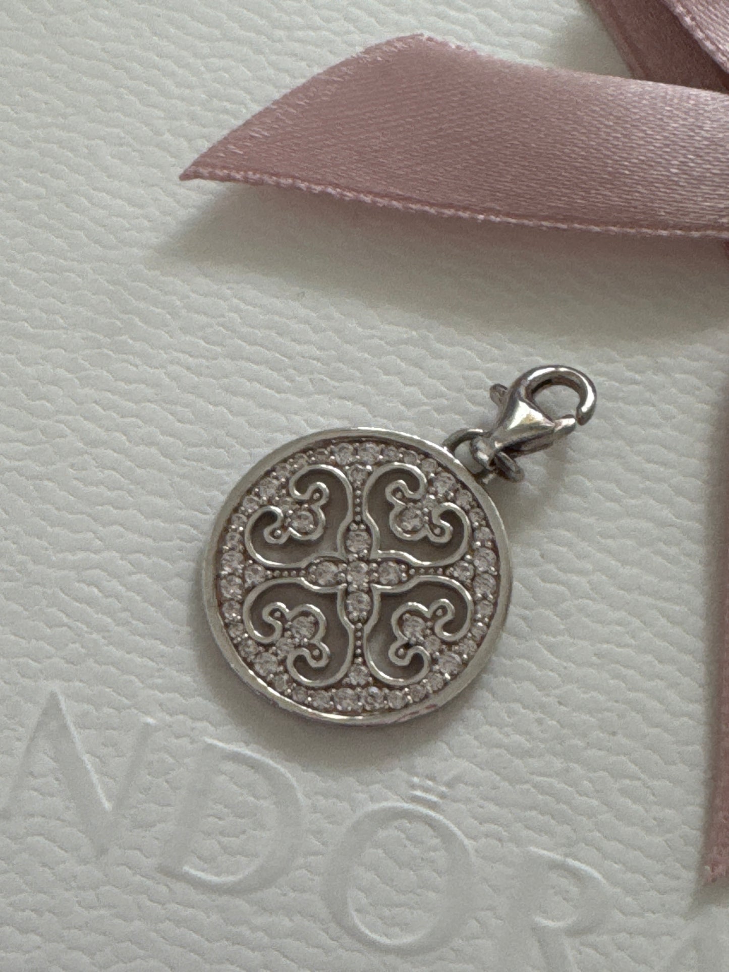 Genuine Thomas Sabo Pave Lotus Coin Clip Charm Dangle