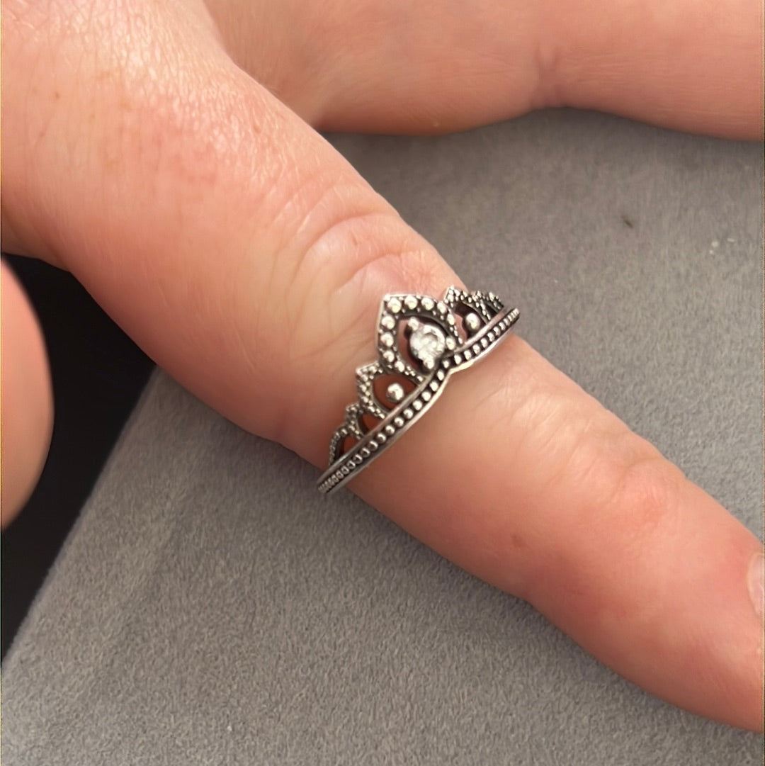 Genuine Pandora Beaded Regal Tiara Ring Size 60