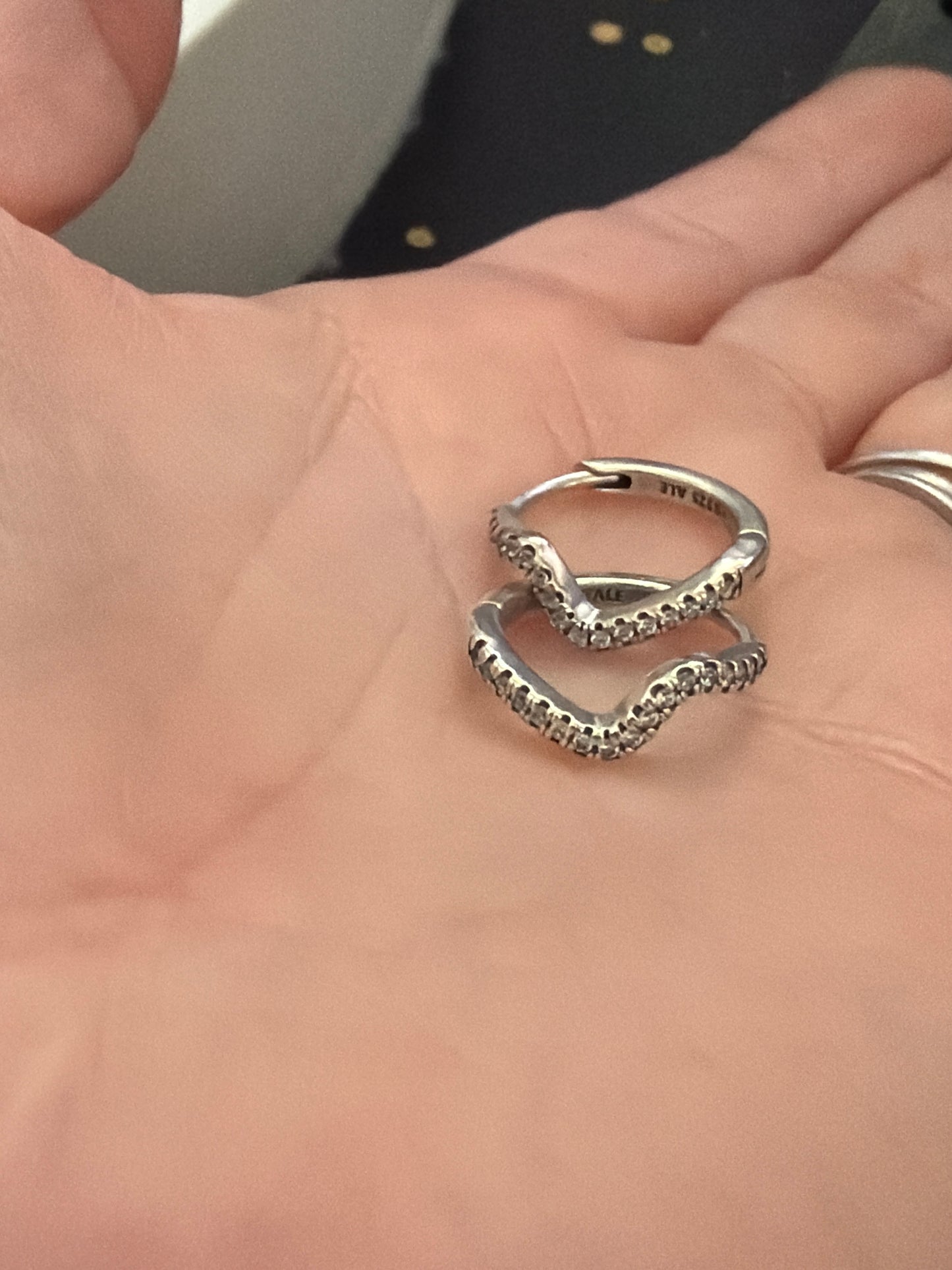 Genuine Pandora Sparkling Wavy Huggie Hoop Earrings
