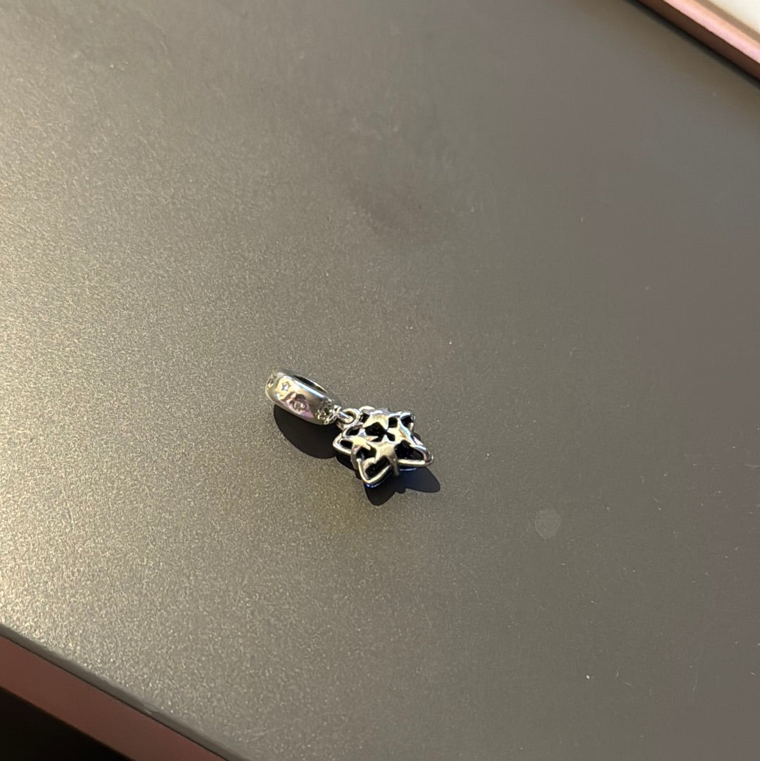 Genuine Pandora Celestial Galaxy Blue Murano Star Dangle Charm