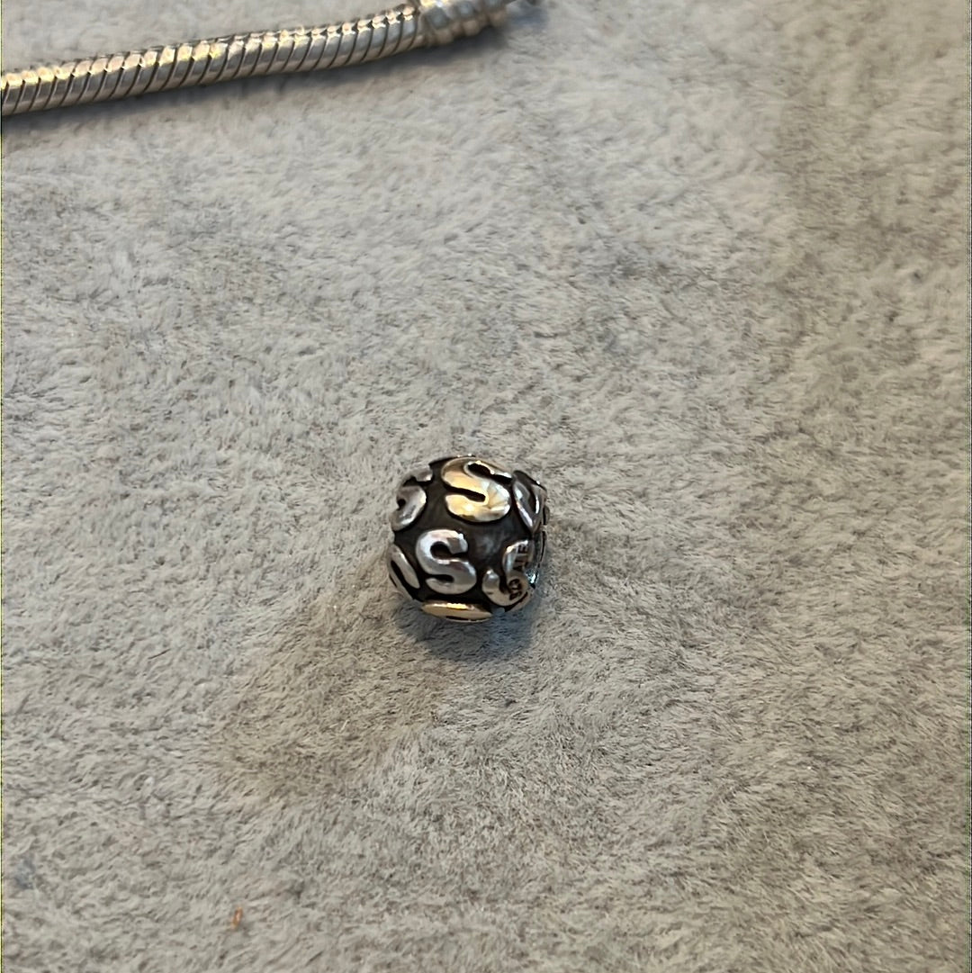 Genuine Pandora Retired Golden Two Tone Letter S