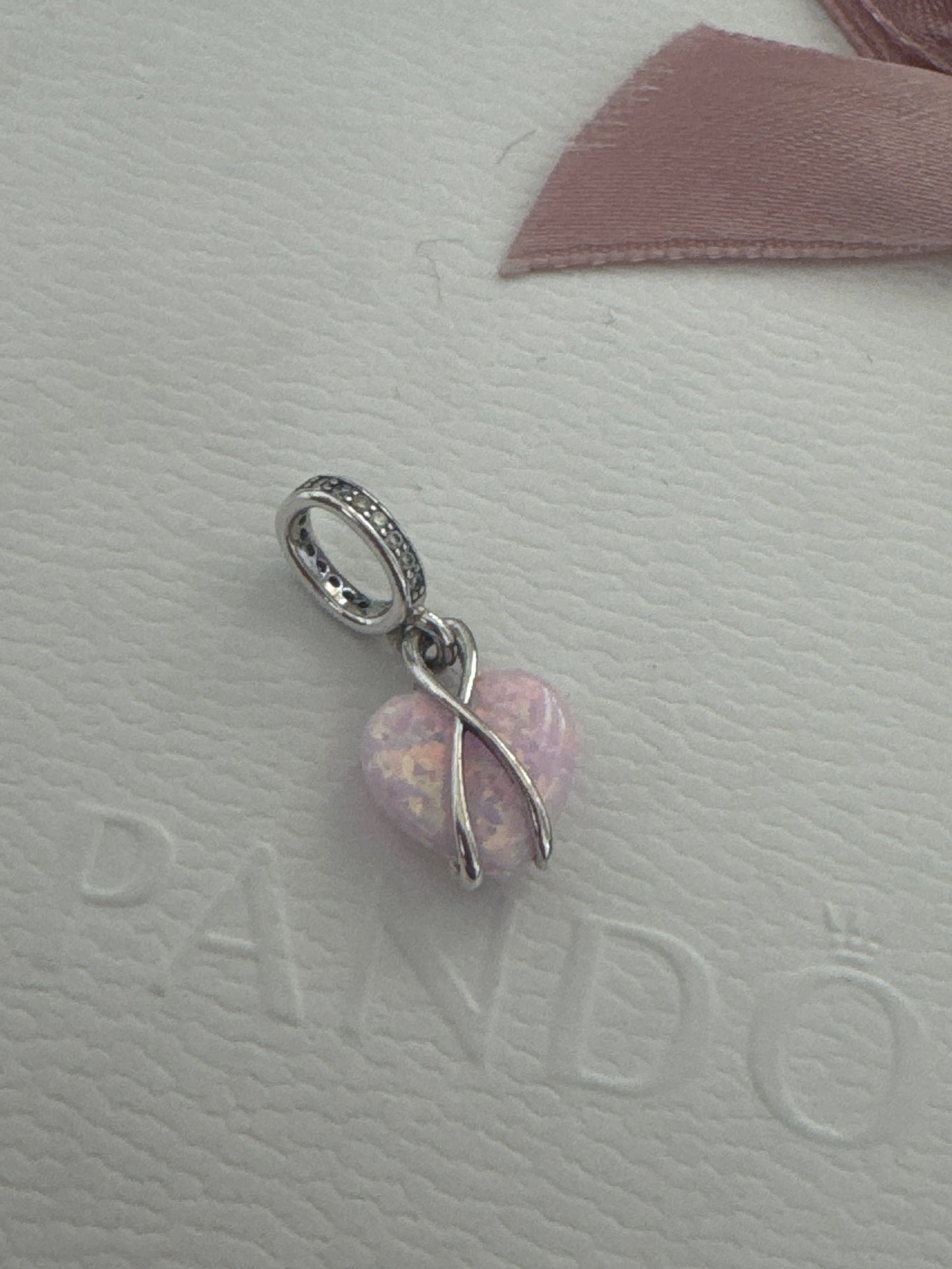 Genuine Pandora Mum Opalescent Heart Dangle Charm