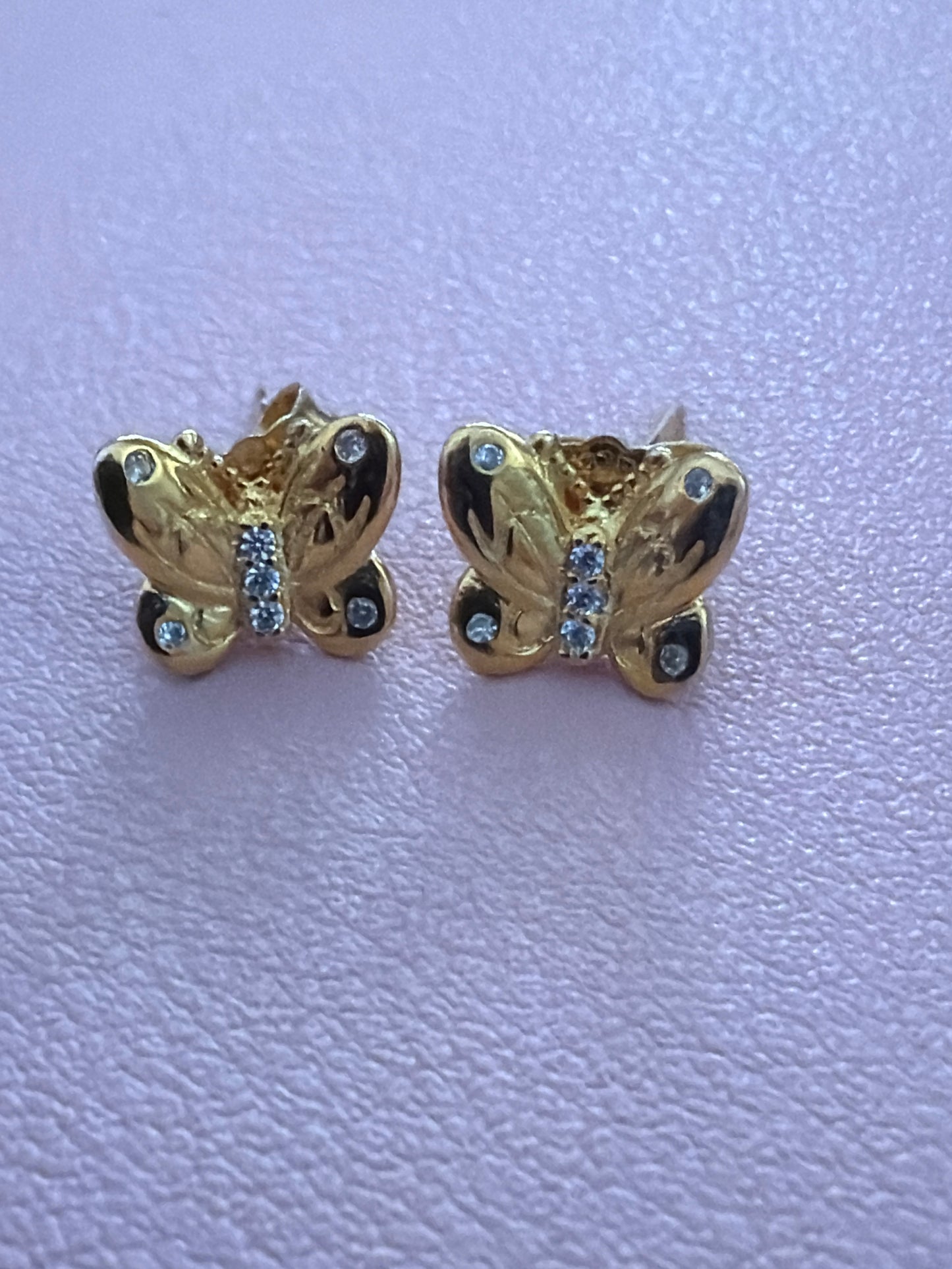 Genuine Pandora Shine Gold Pave Butterfly Stud Earrings