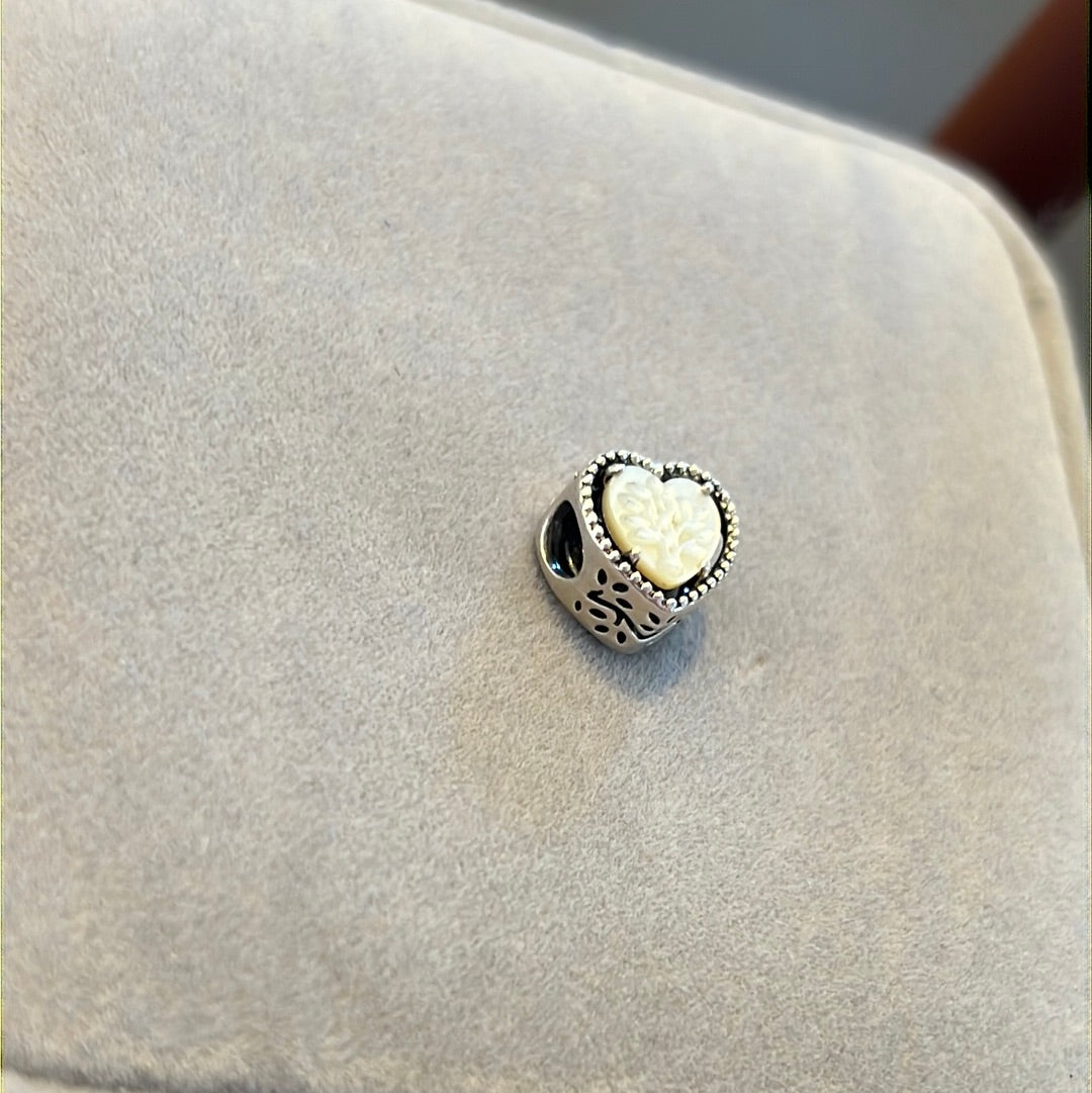 Genuine Pandora Mother of Pearl Family Tree Heart Charm