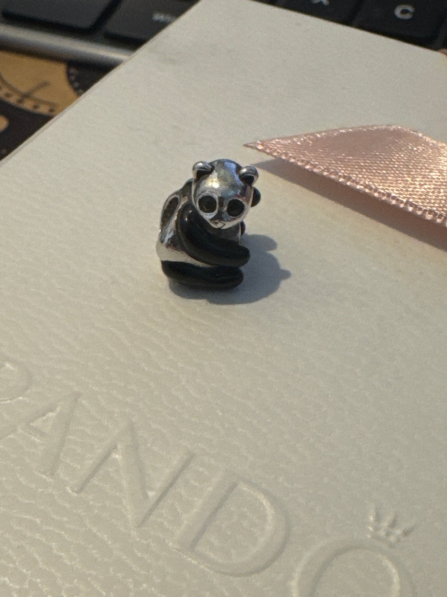 Genuine Chamilia Black Enamel Panda Animal Charm