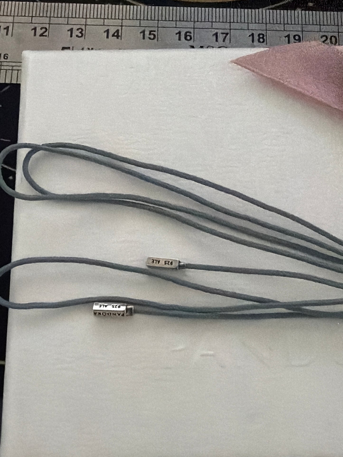 Genuine Pandora Grey String Silver Clasp Bracelet Necklace Lace