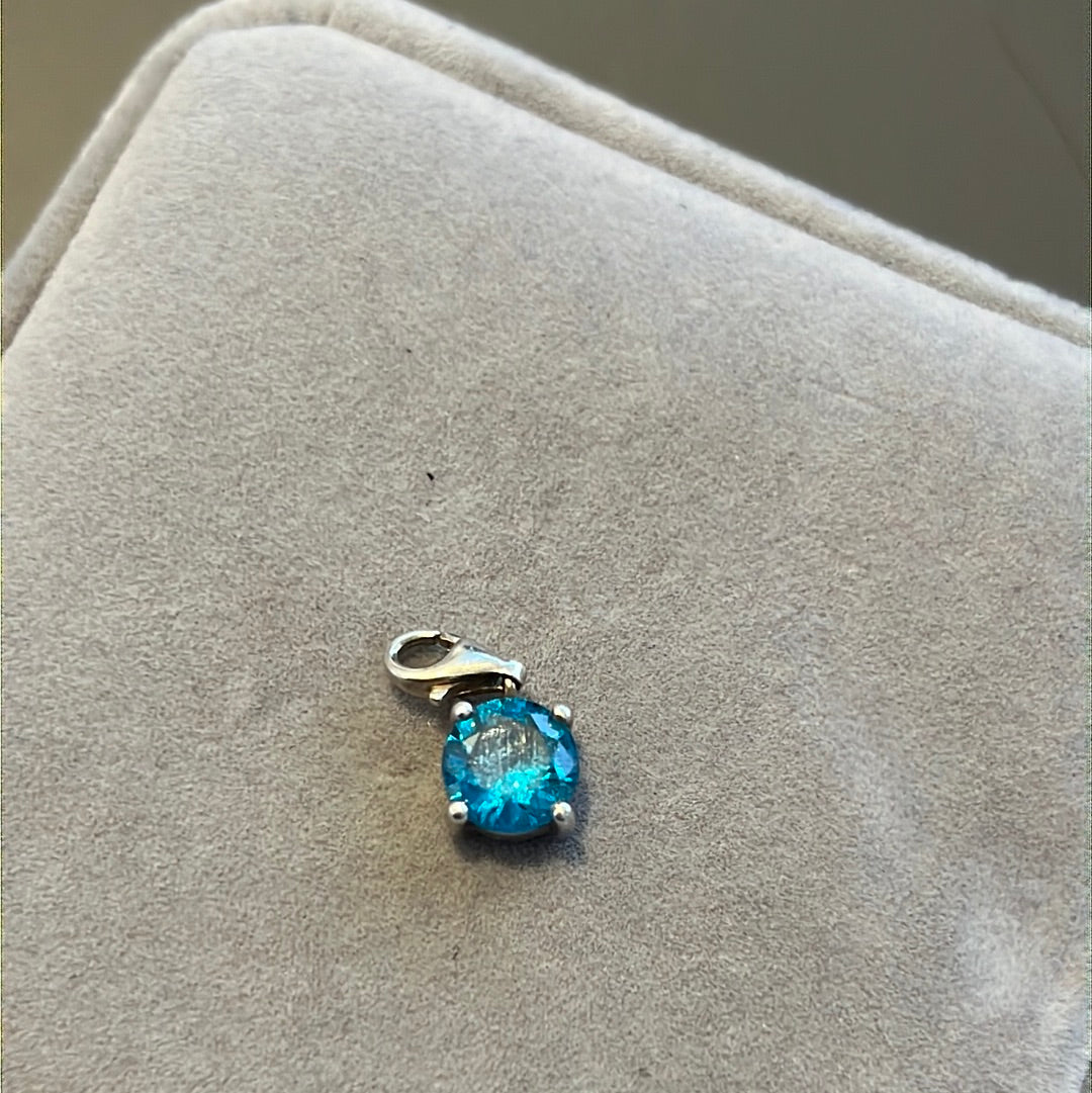 Genuine Thomas Sabo Sterling Silver Dangle Teal Turquoise CZ Charm