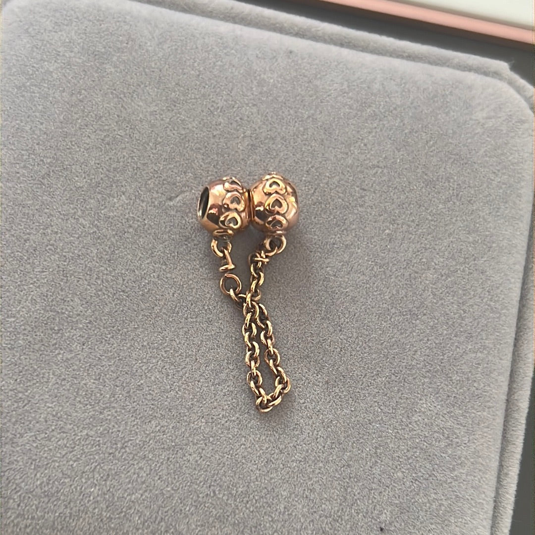 Genuine Pandora Hearts Safety Chain Custome Rose Gold Dip