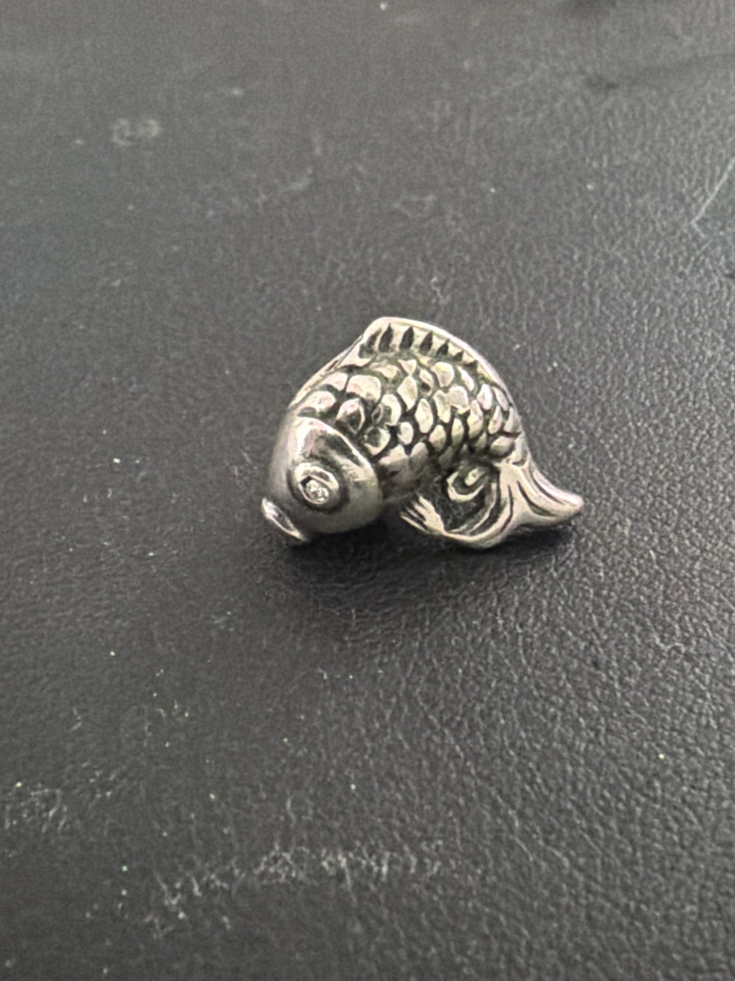 Sterling Silver Koi Fish Charm CZ Eye Charm