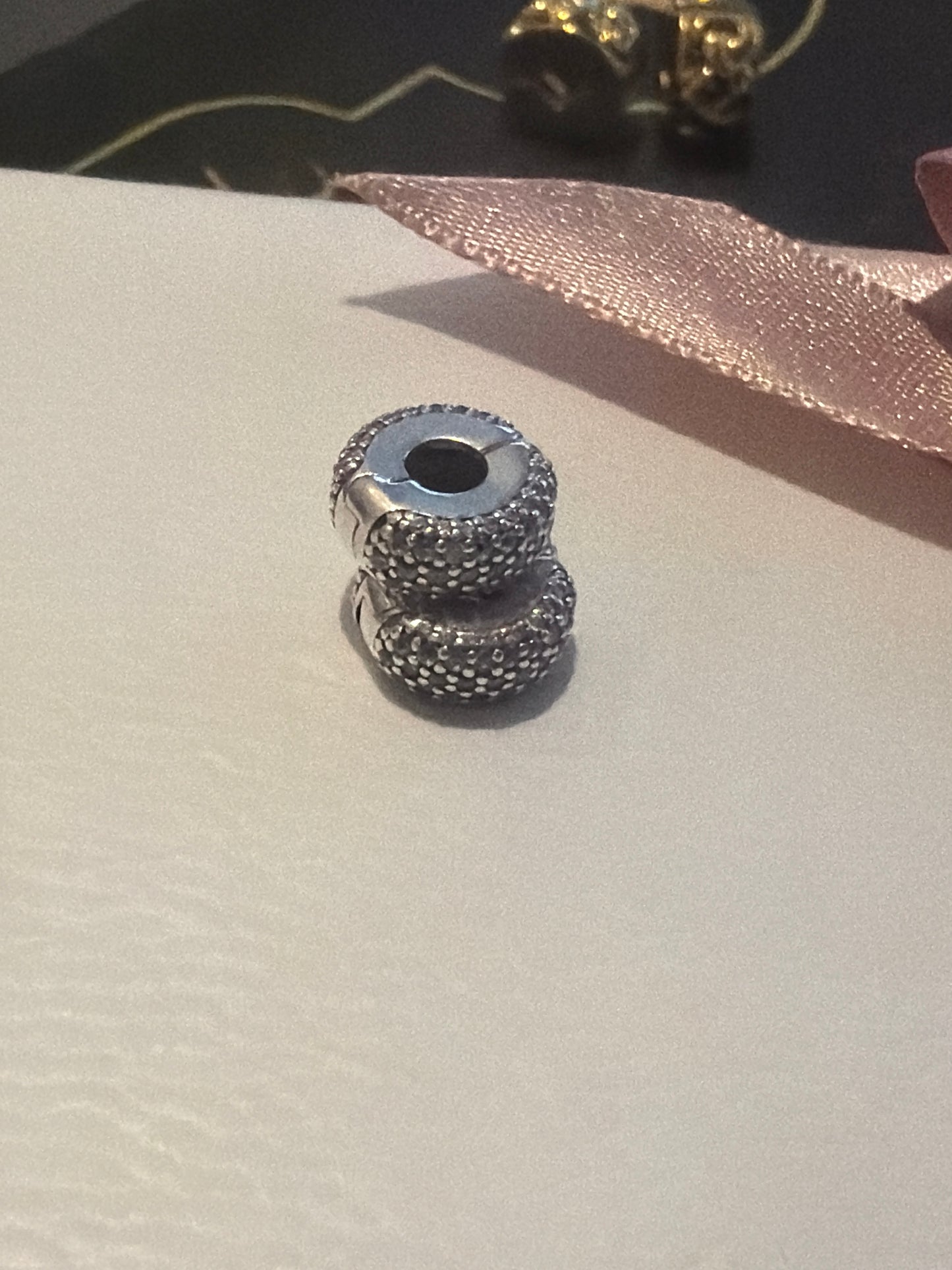 Genuine Pandora Clear Pave Silicone Clips Small x2