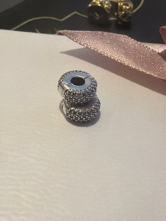 Genuine Pandora Clear Pave Silicone Clips Small x2