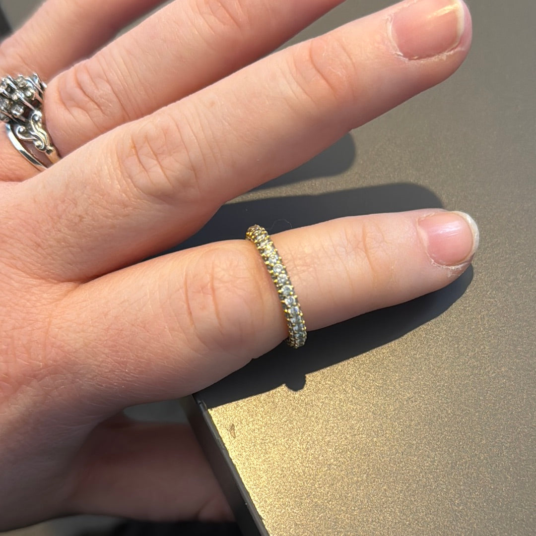 Genuine Pandora Shine Gold Pave Timeless Single CZ Ring Size 54