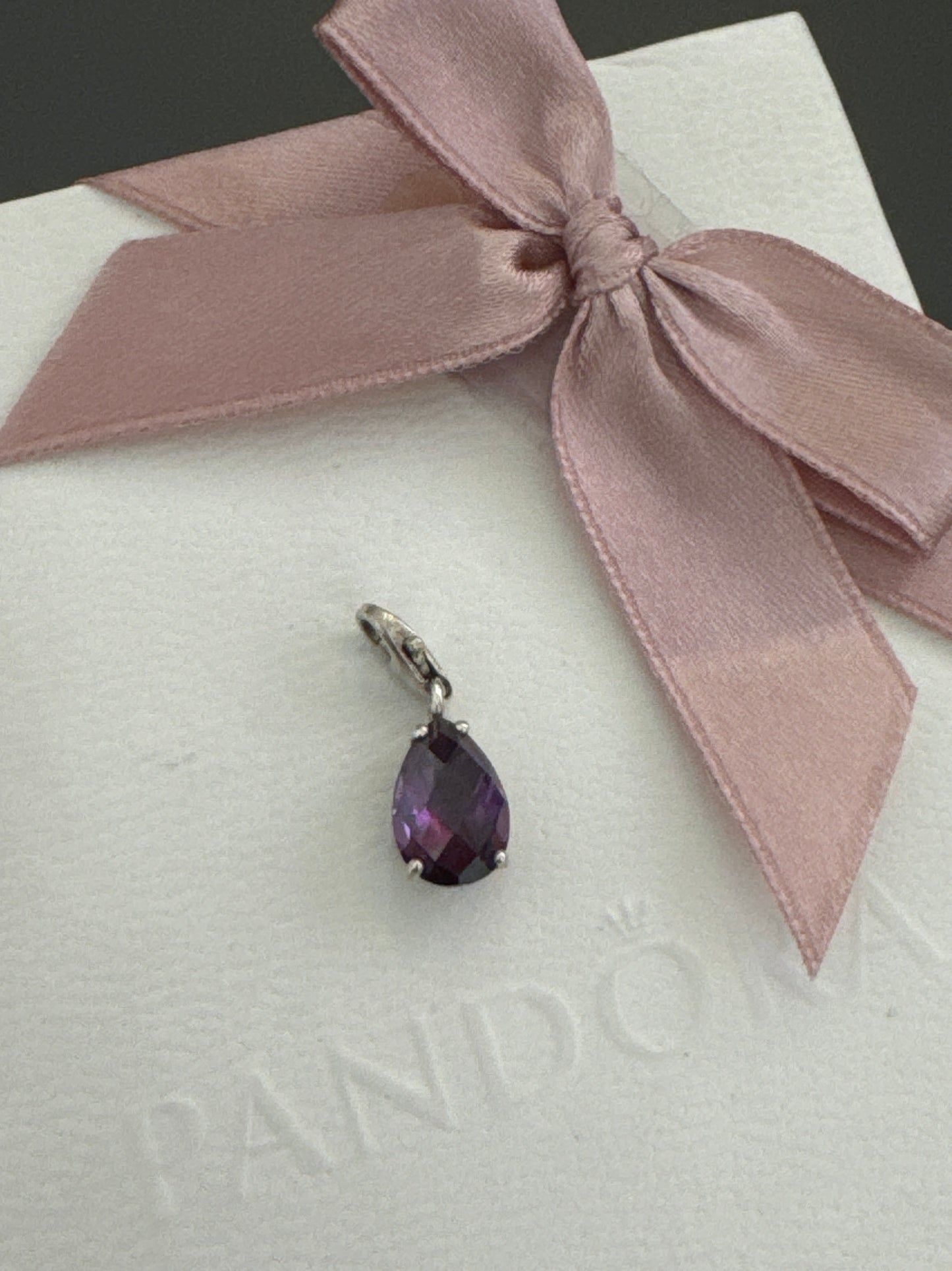 Genuine Thomas Sabo Amethyst Teardrop Dangle Purple CZ Charm