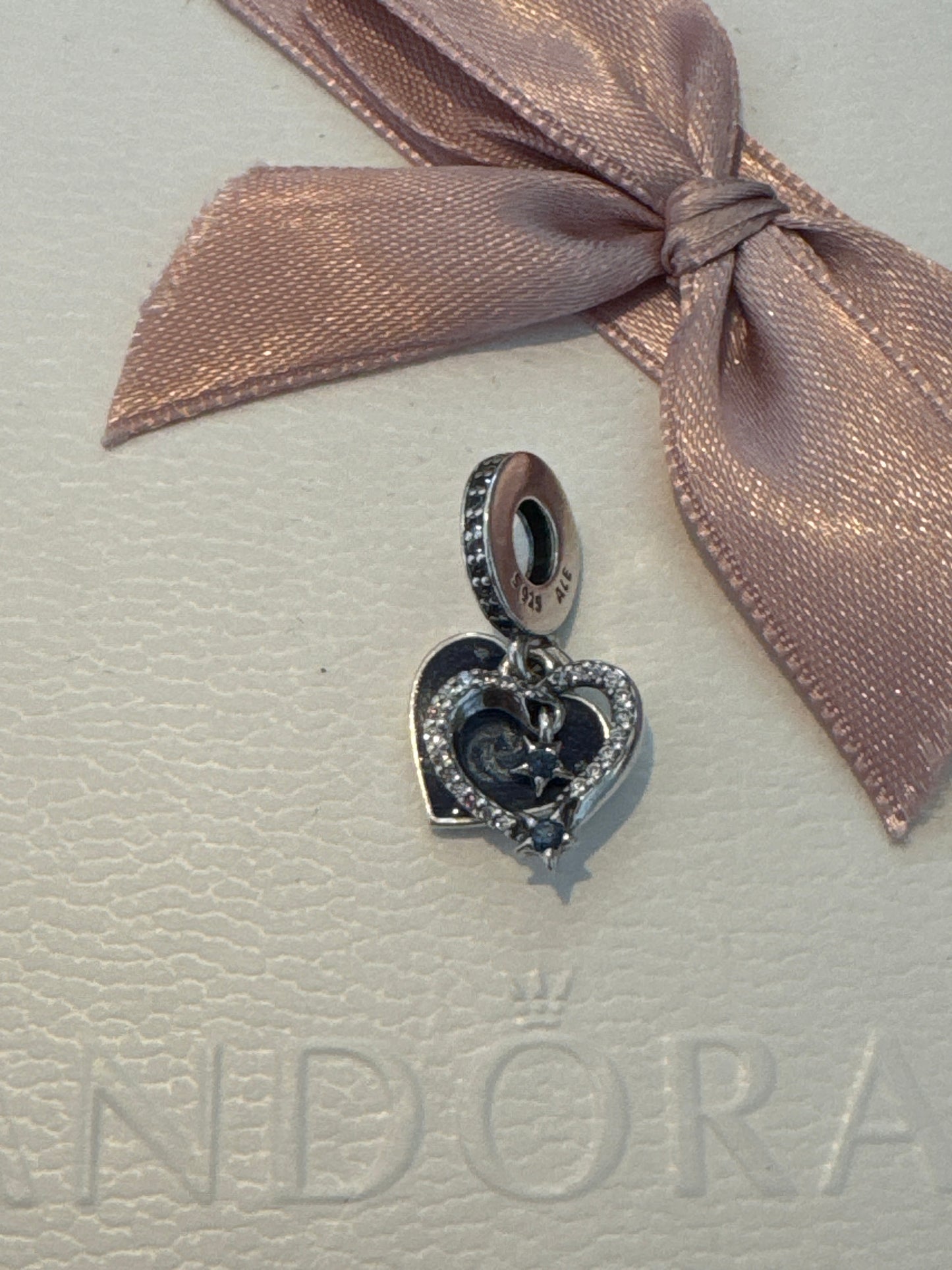 Genuine Pandora Celestial Blue Enamel 'I Fall in Love with you More Everyday' Dangle Charm