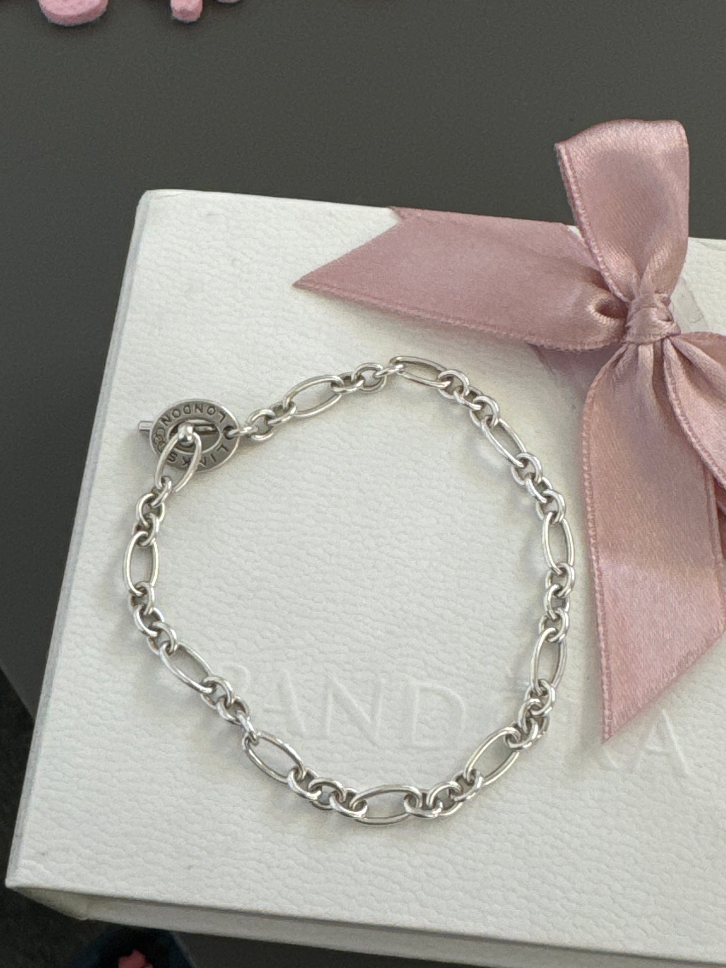 Genuine Links of London Sterling Silver T-Bar Charm Bracelet 18cm