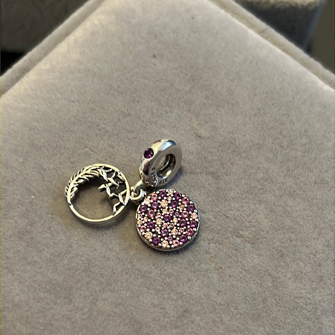 Genuine Pandora Pave Wing Feather Dangle Charm RARE READ