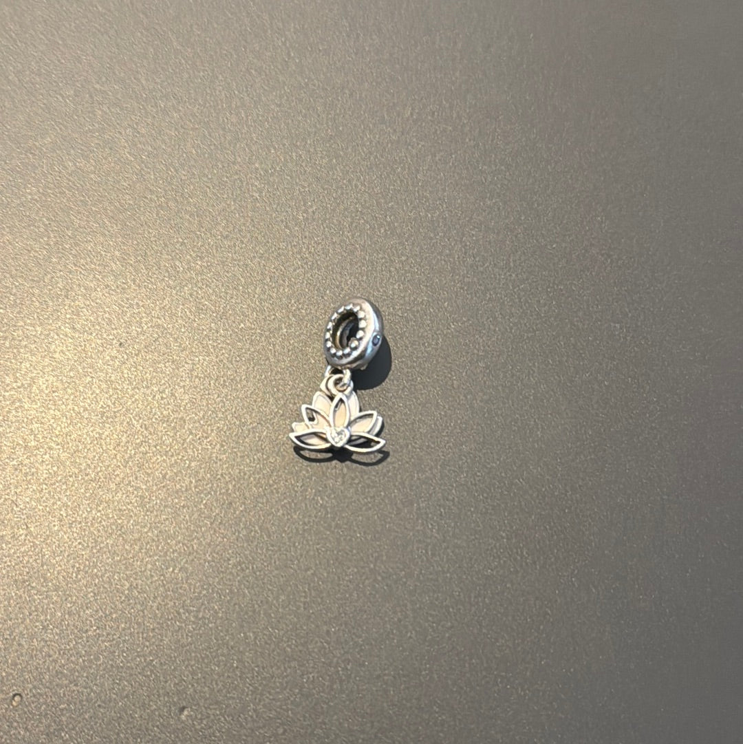 CGenuine Pandora Enamel Serene Lotus Flower Beautiful Dangle Charm