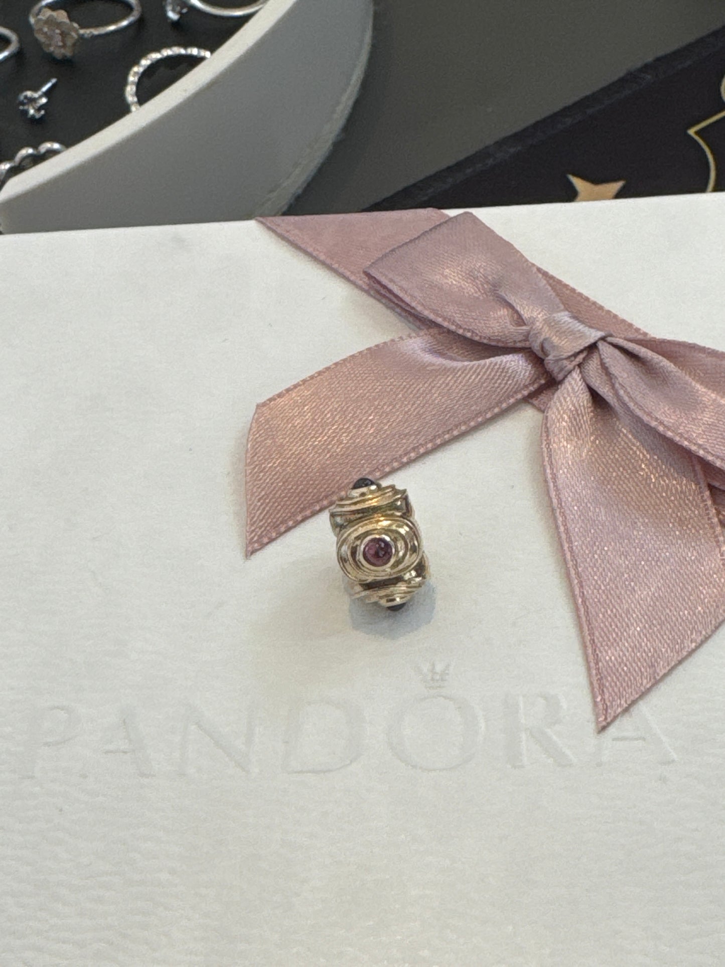 Genuine Pandora 14ct Solid Gold Hypnotise Rhodolite Clip RARE HTF