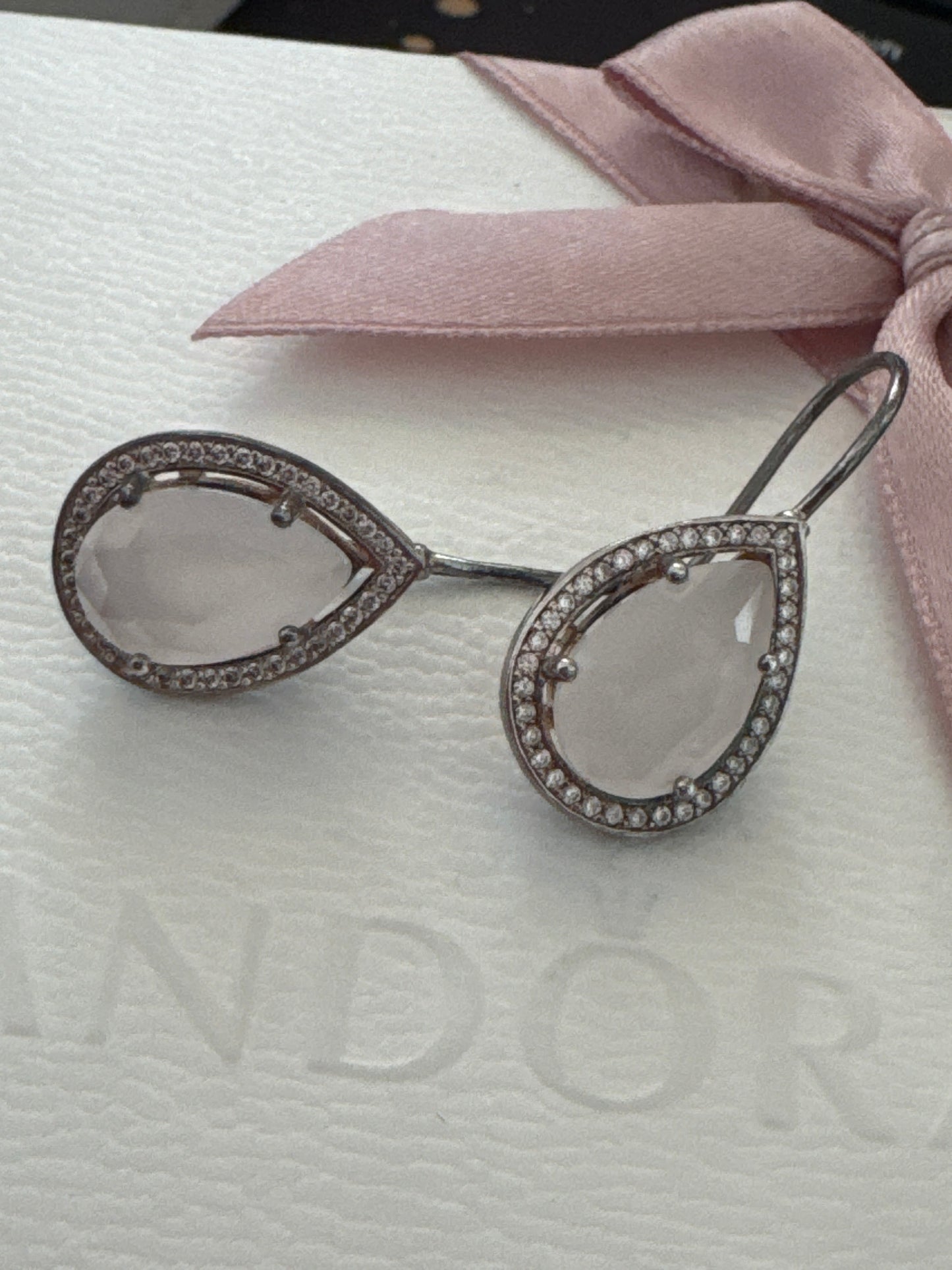 Genuine Thomas Sabo Silver CZ Milky Aquamarine Oval Stone Drop Earrings