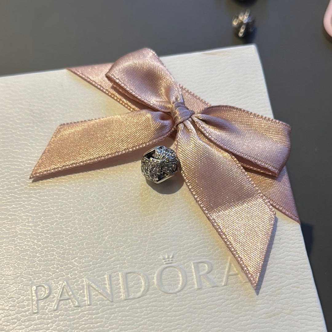 Genuine Pandora Oriental Fan of love Charm Pave Openwork
