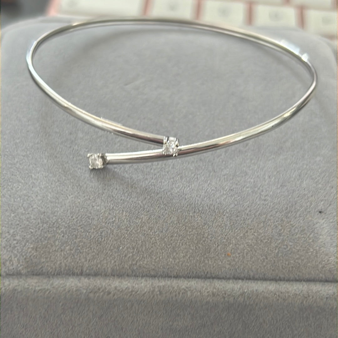 Sterling Silver Beautiful Open Crossover Bangle Max 20cm
