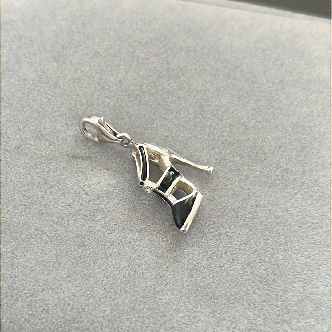 Genuine Thomas Sabo Black Enamel High Heel Shoe Dangle Clip Charm