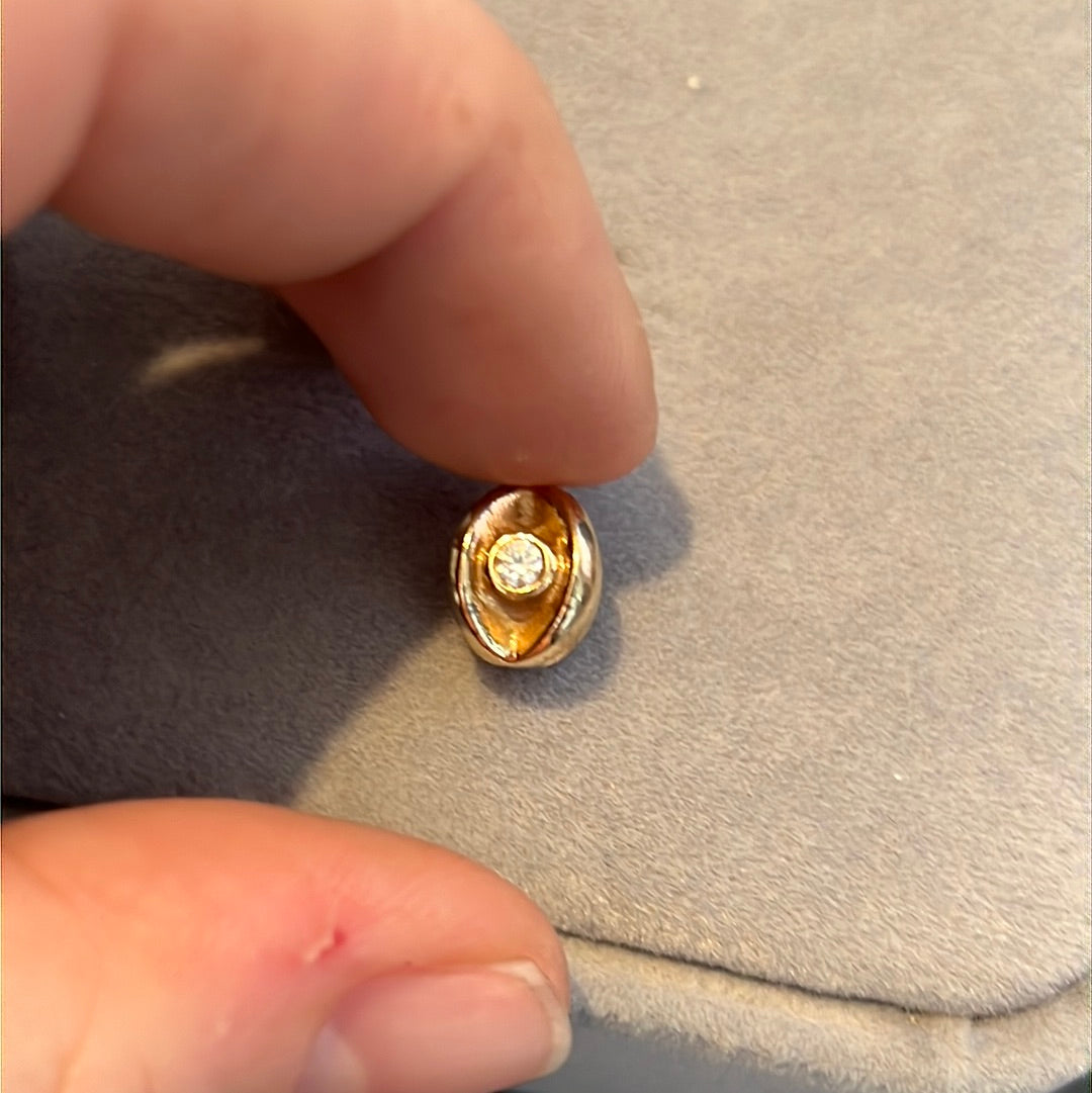 Genuine Pandora Solid gold 14ct CZ Lucky Eye Crossover Charm Rare