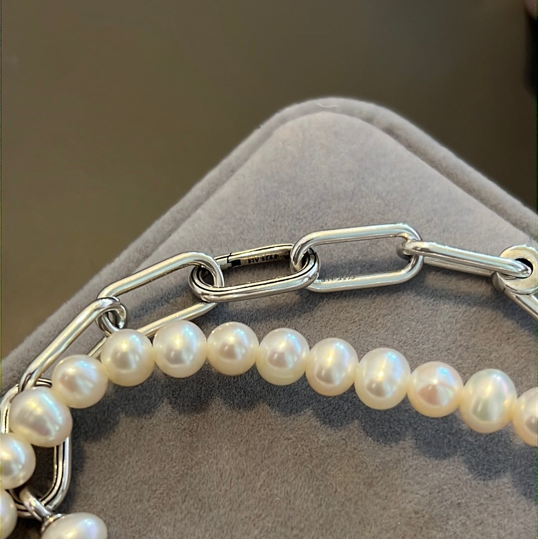 Genuine Pandora Me Treated Freshwater Cultured Pearl &  Link Chain Necklace 45cm