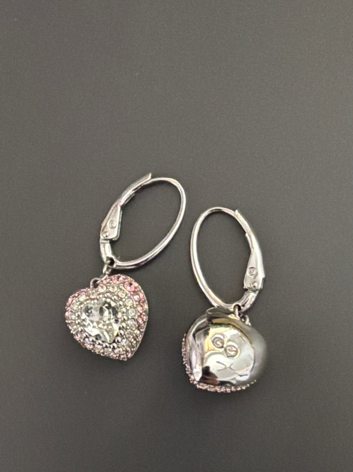 Genuine Swarovski Rhodium PVD Crystal Clear Heart Earrings Dangle