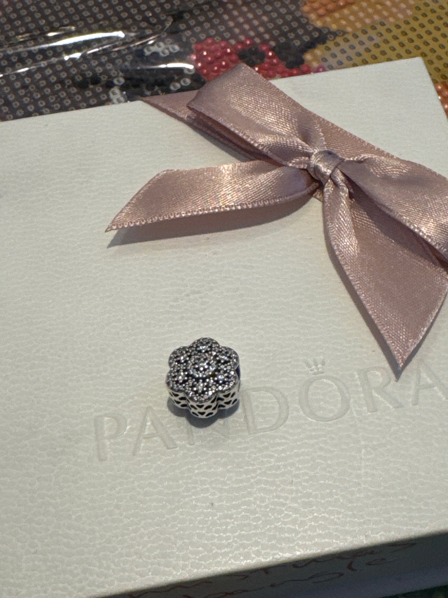 Genuine Pandora Crystal CZ Pave Flower Daisy  Charm