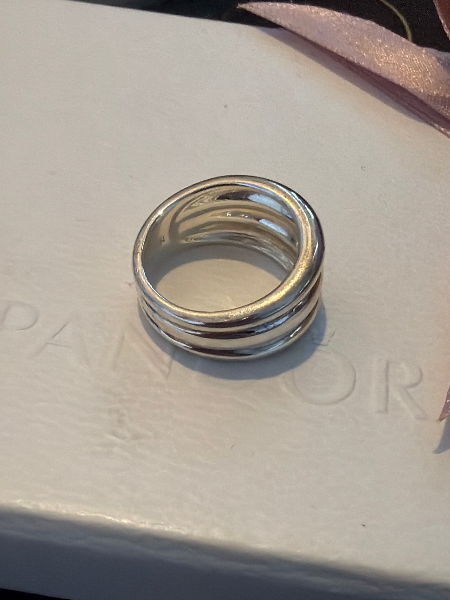 Genuine Links of London Sterling Silver Hope Triple Layer Ring in Size 54 HTF