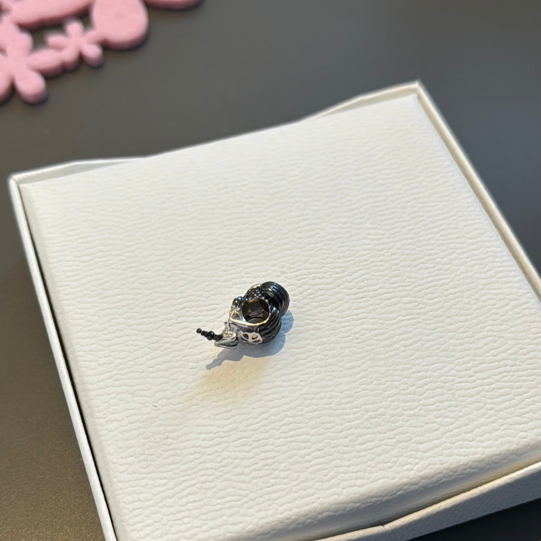 Genuine Gnoce Skull Charm With Enamel Hair and Cigarette Hepburn Charm