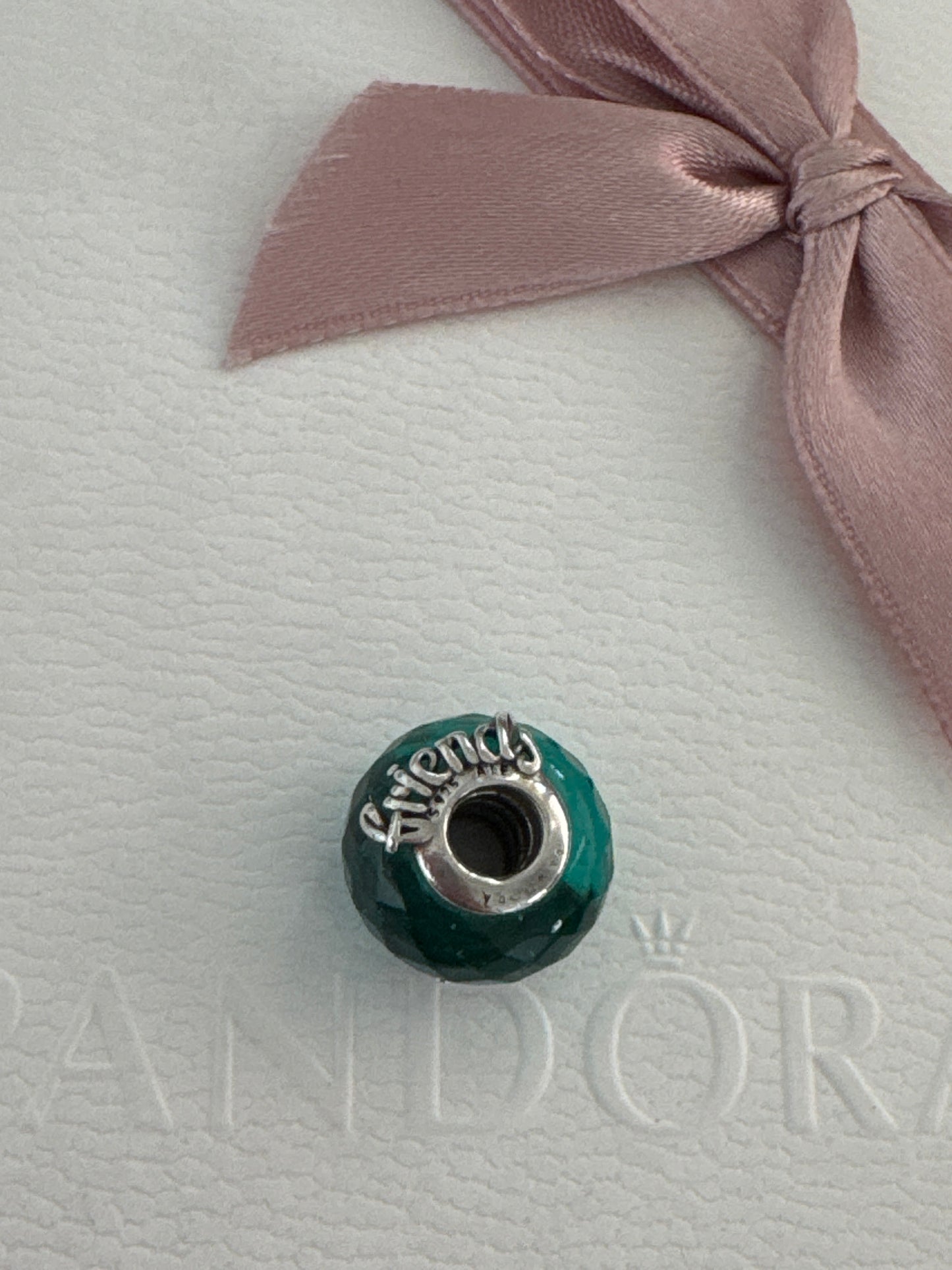Genuine Pandora Friends Always Teal Small Faceted Murano