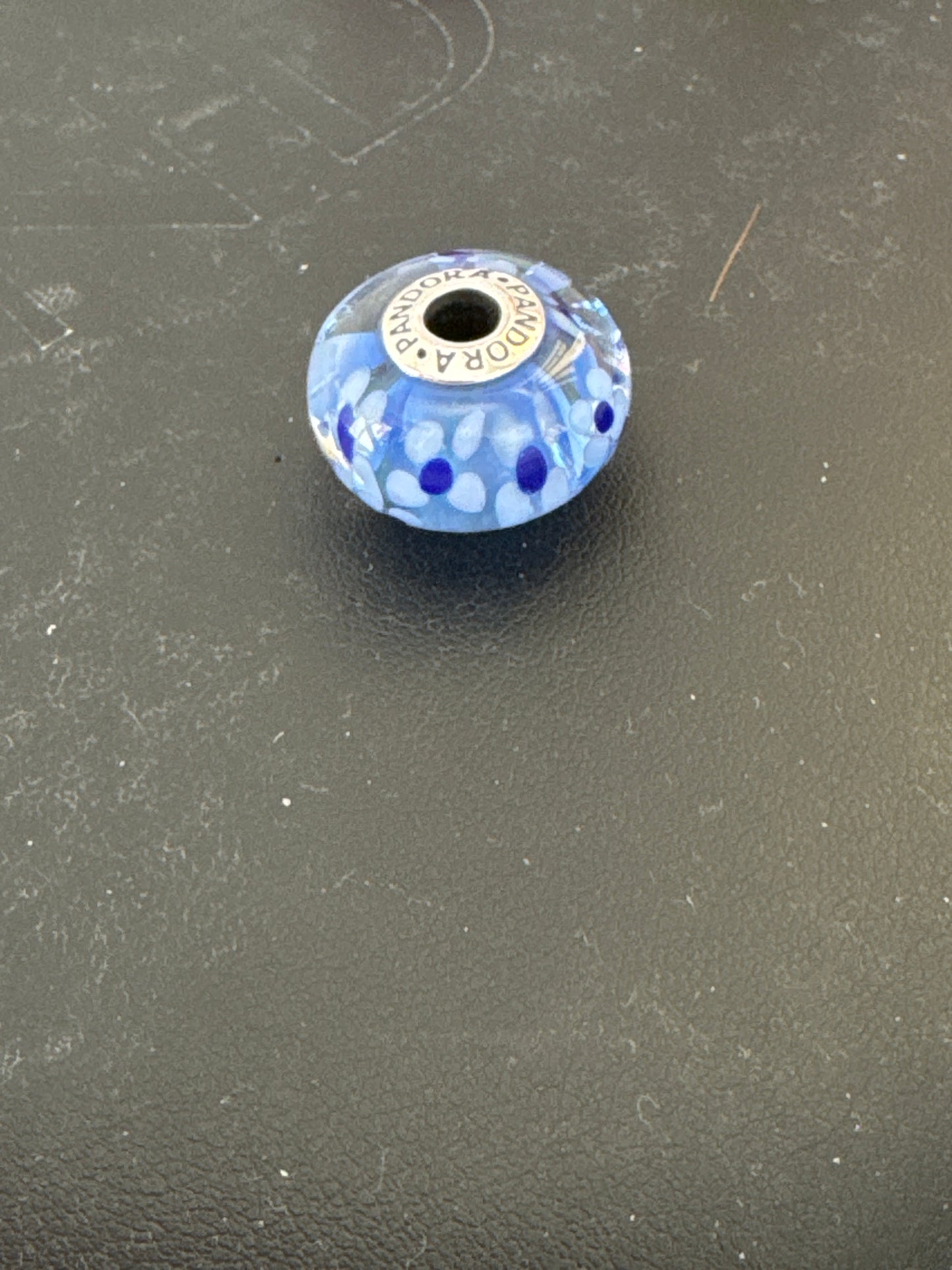 Genuine Pandora Giant XL Murano with Blue Flowers. Large and Heavy and Retired RARE