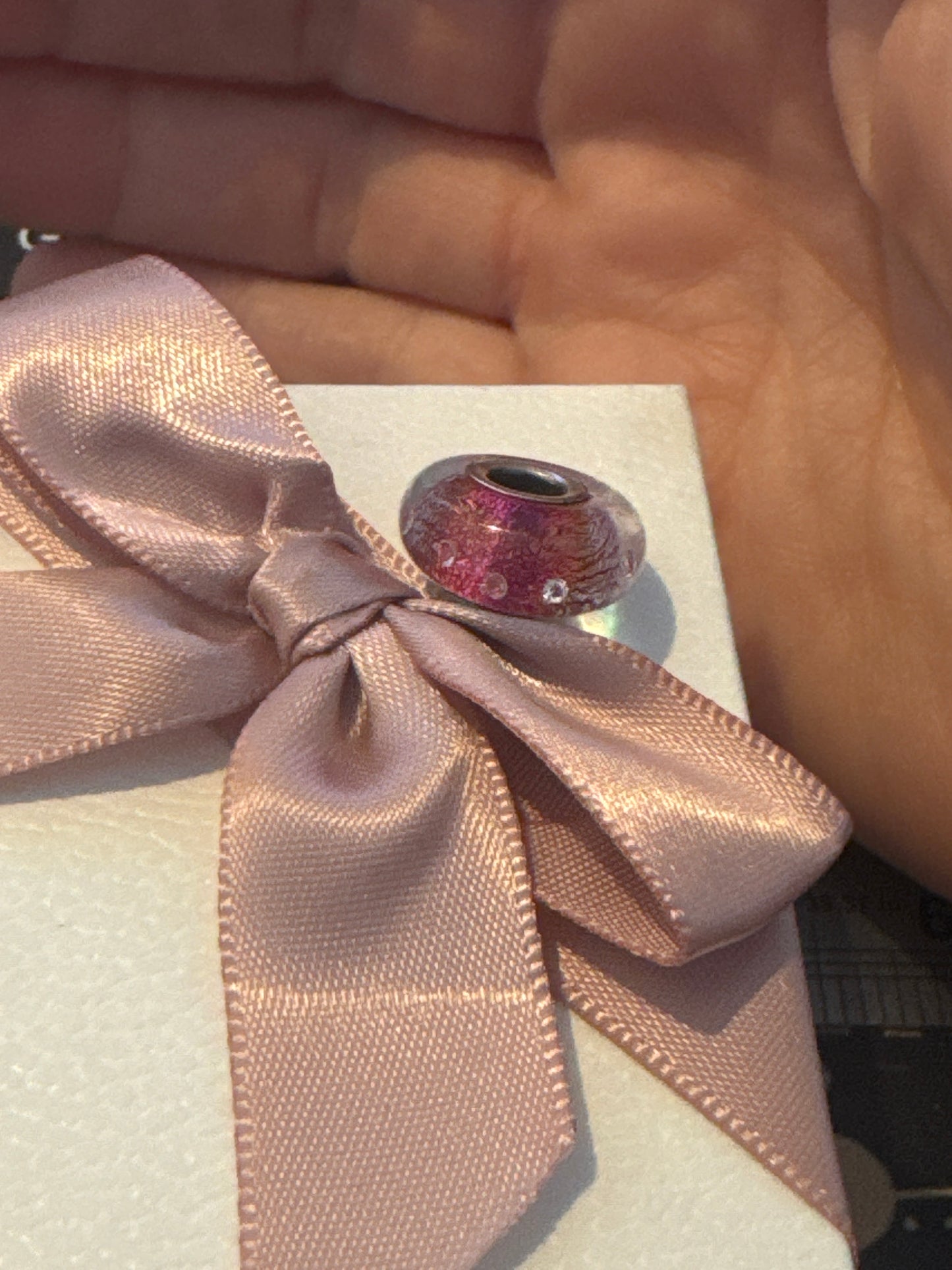 Genuine Chamilia Purple and Rainbow CZ Foil Murano Charm