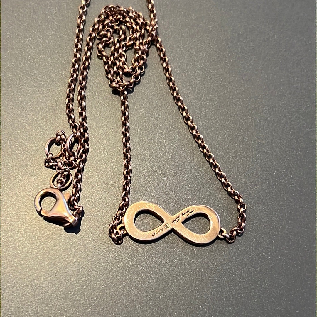 Genuine Thomas Sabo Rose Gold Pave Infinity Necklace 42cm Drop