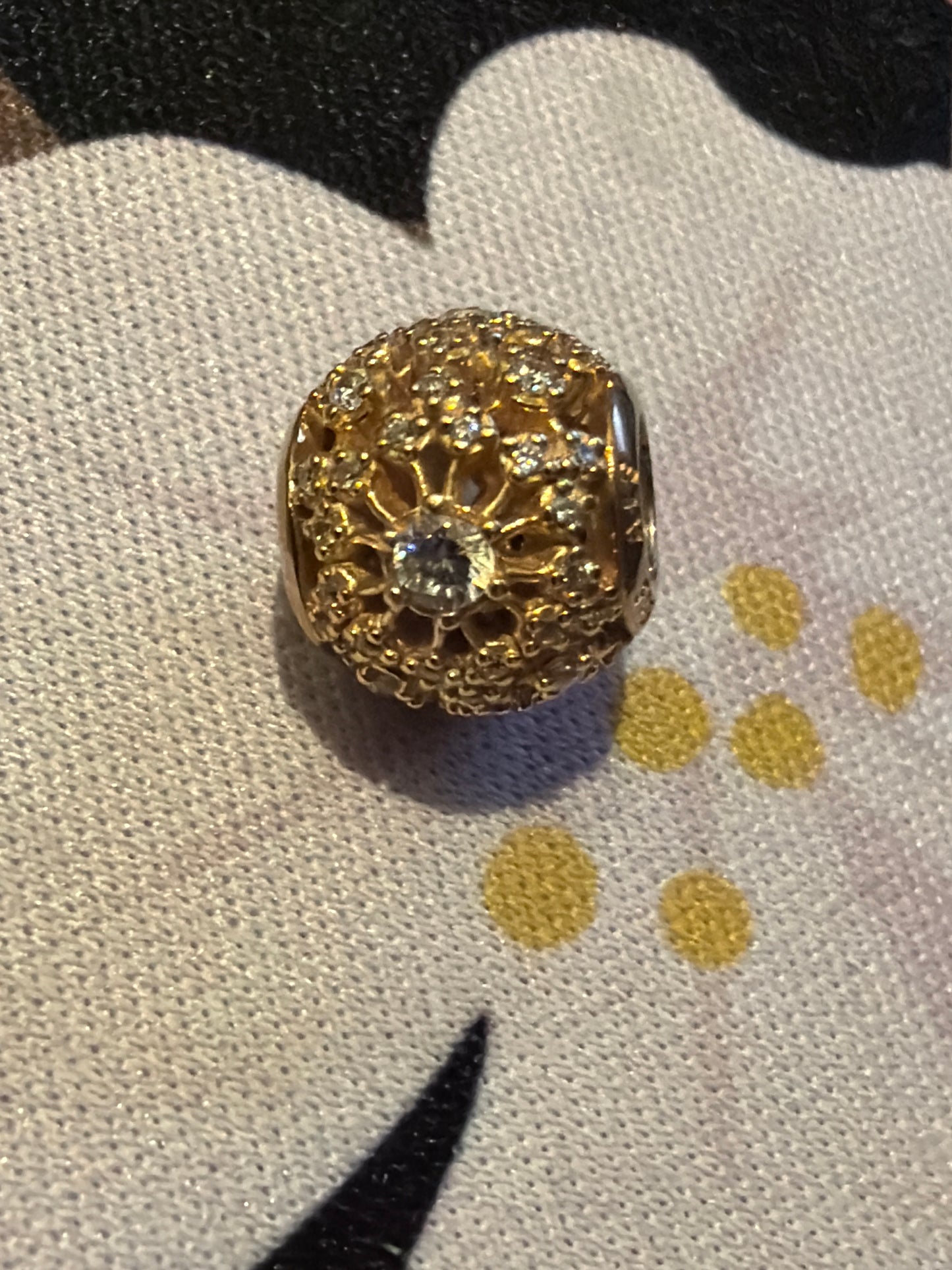 Genuine Pandora Solid Gold 14ct Inner Radiance Clear Cz Charm