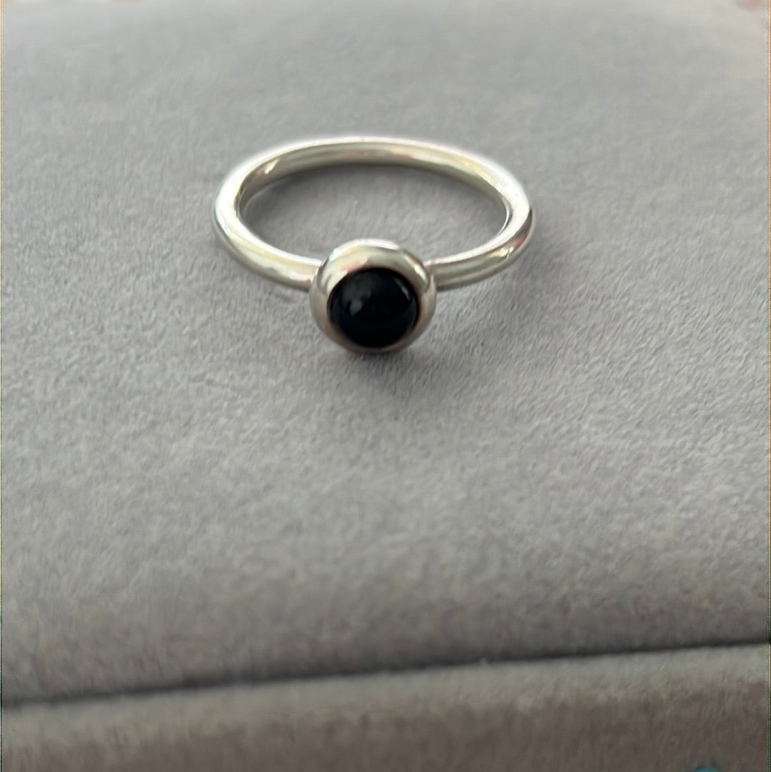 Genuine Pandora Black Onyx Cabochon Rare HTF Ring 58