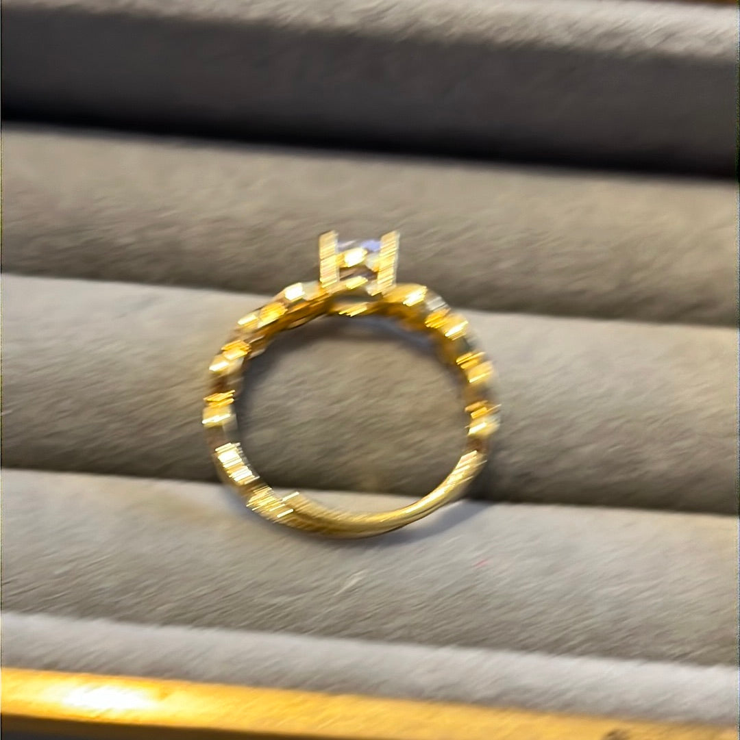 Brand New 14kt Gold Plated Clear Pave Openwork Ring ADJUSTABLE