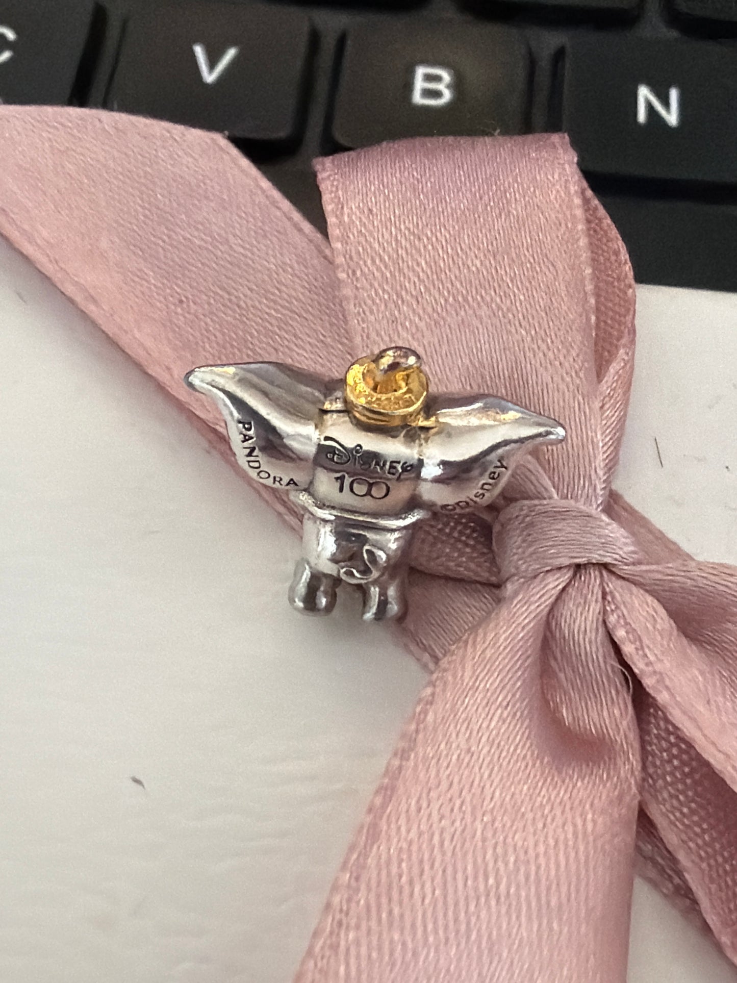 Genuine Pandora Disney Dumbo Two Tone 100th Anniversary Lab Diamond Charm